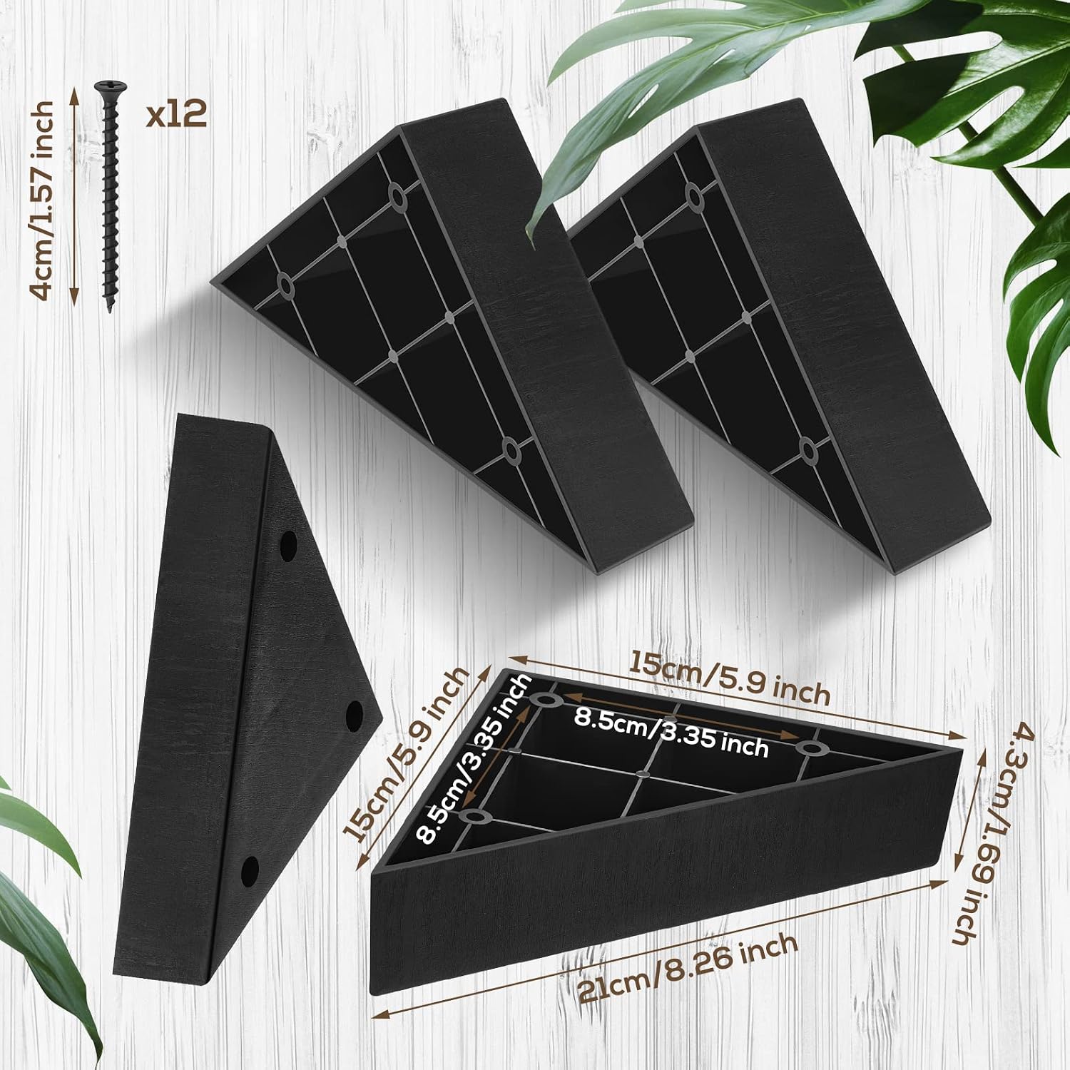 Couch Legs Replacement Plastic Triangle Corner Sofa Black Couch Legs with Screws Chair Sofa Feet Replacement Furniture(4 Sets)