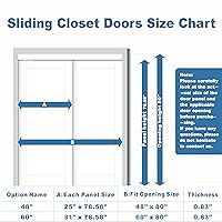 Vista 4 de Puertas correderas de armario con espejo de 60 x 80 pulgadas para dormitorios, espejo corredizo mejorado inastillable, puerta interior con kit