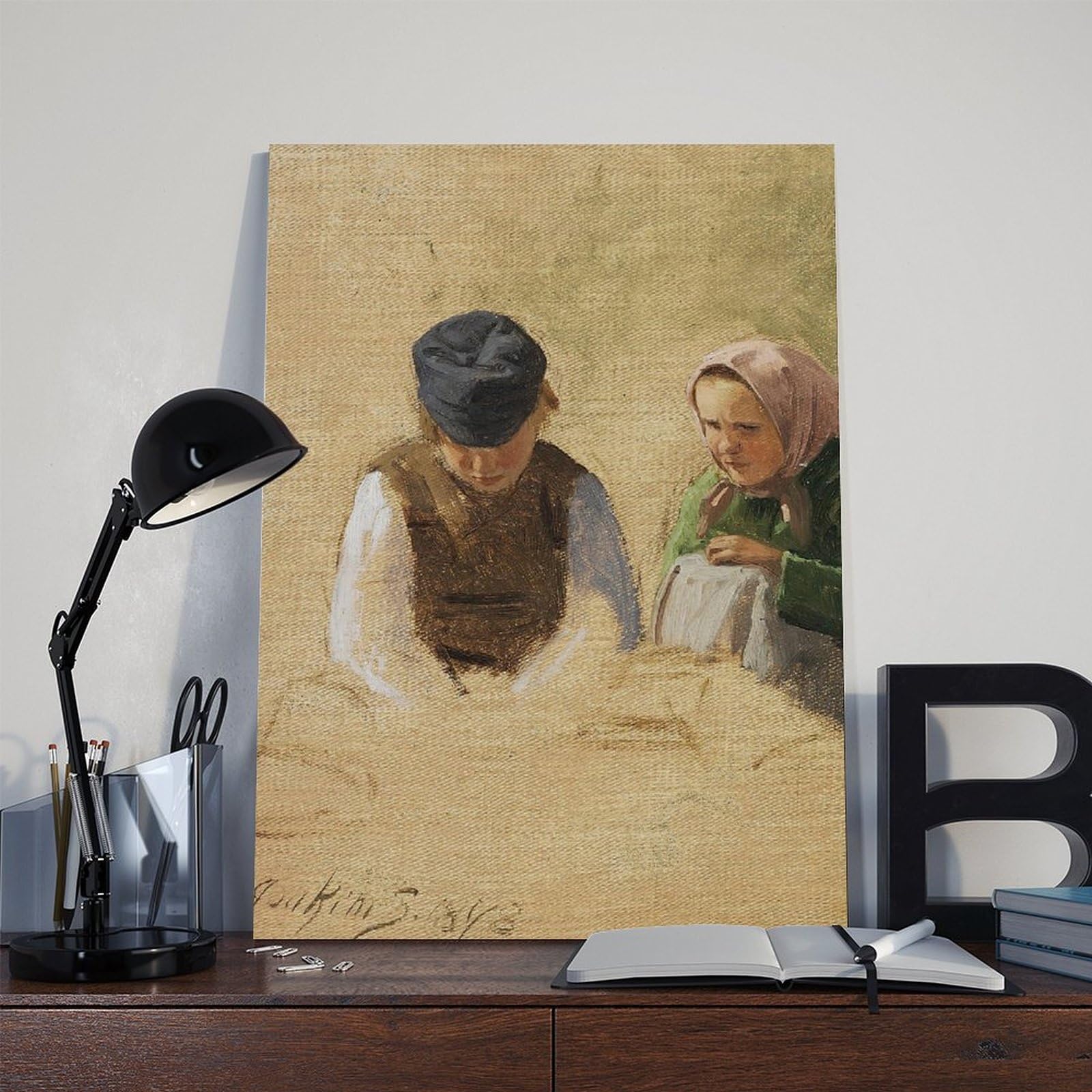 Poster su tela Bondedreng Og Syende Bondepige. Studie (1878) per soggiorno, decorazione regalo