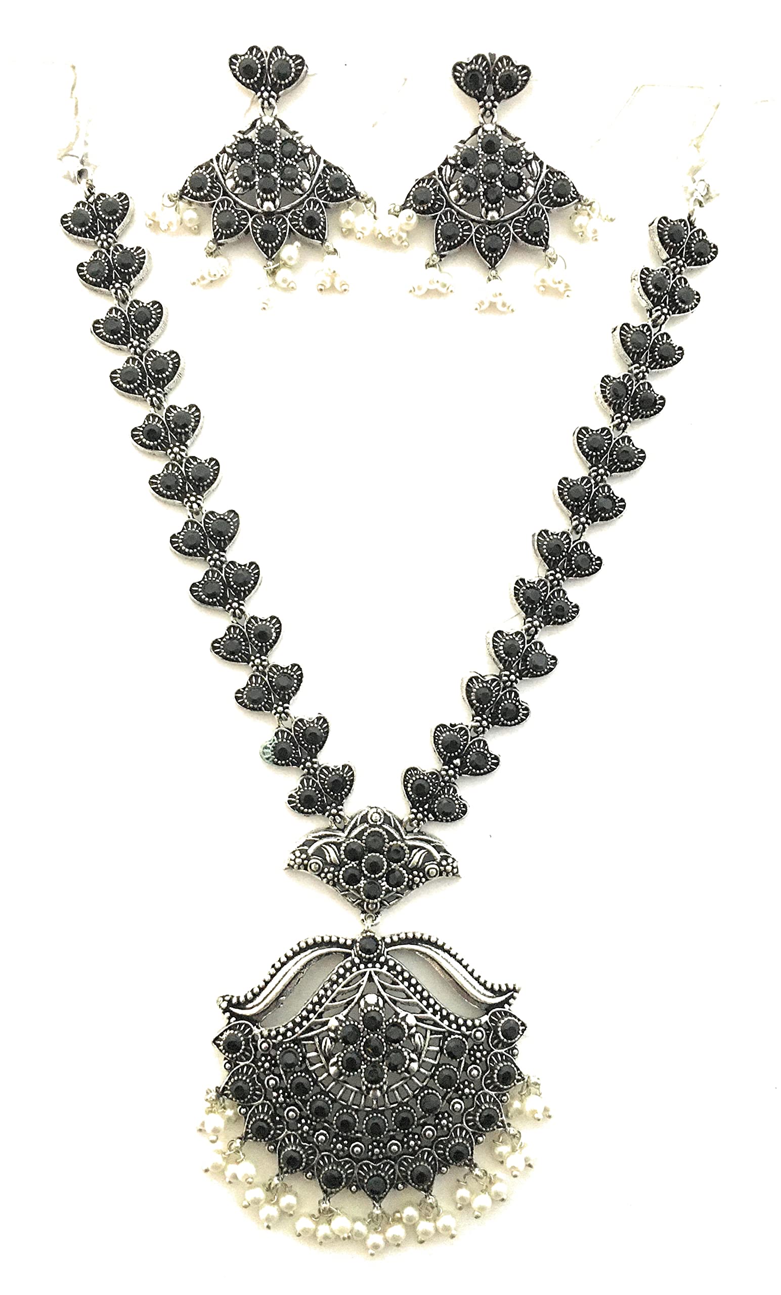 Sasitrends Traditional German Silver Pearl Designer Oxidized Jewellery Set for Women and Girls (B0CMQYGGJ9) Amazon Price History, Amazon Price Tracker
