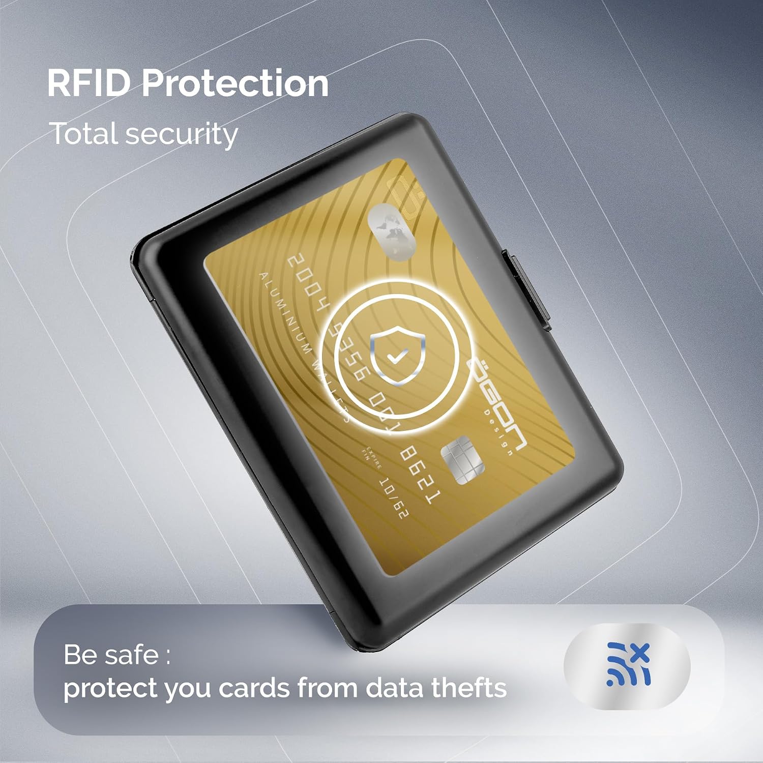 ÖGON -DESIGNS- Aluminum wallet, Large capacity, RFID Protection against fraud and demagnetization, Smart Case BIG STOCKHOLM model