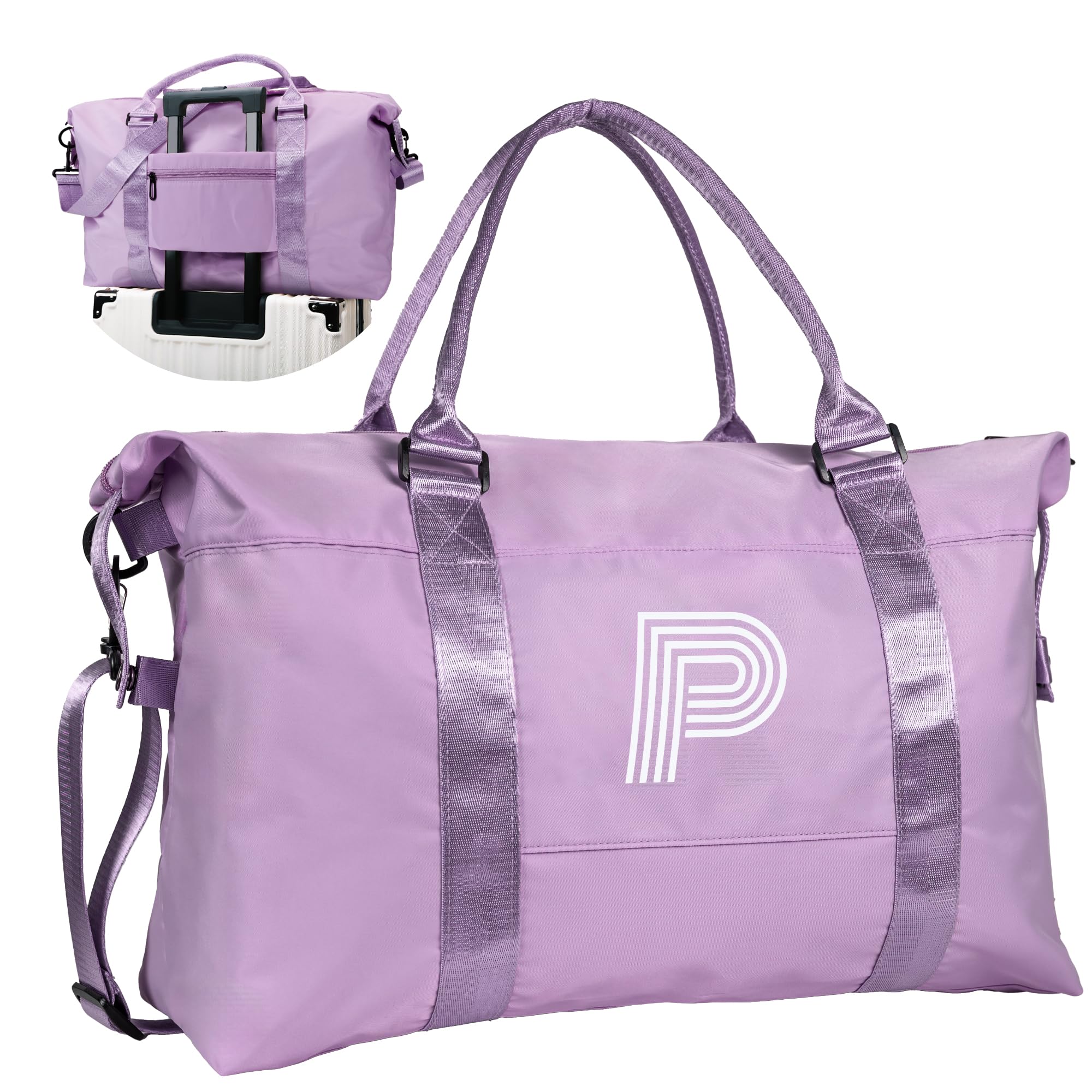 Initial Travel Duffel Bag Sports Gym Bag Personalized Weekender Bag with Shoulder Strap Graduation Gift Monogram Overnight Bag