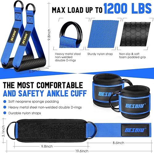 Miniatura 3 de Heavy Exercise Bands Resistance Bands Set for Working Out, 300lbs Fitness Workout Bands with Handles, Door Anchor, Leg Ankle Straps, Home Gym