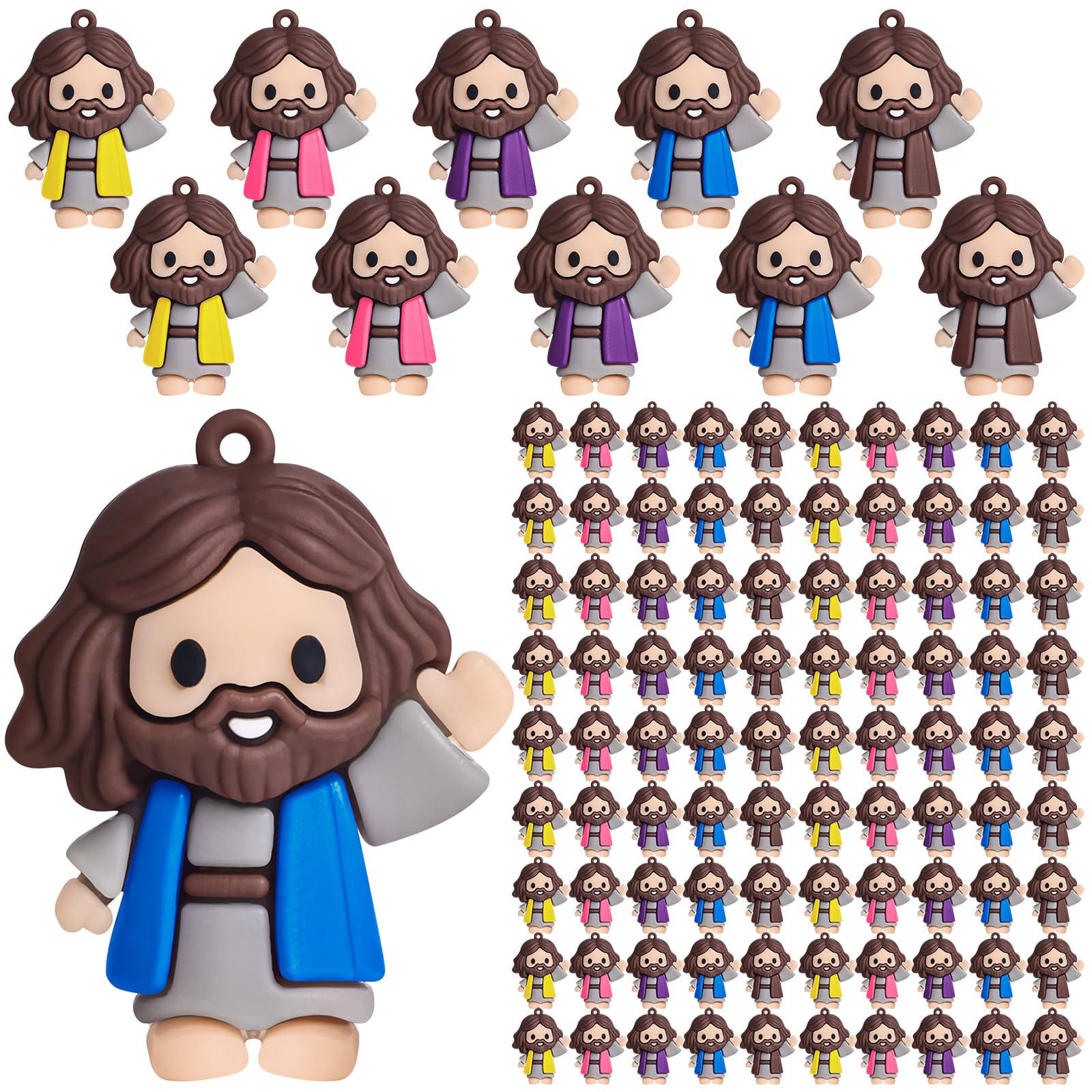 100 Pcs Little Jesus Figures - Mini Jesus Figures Toy to Hide and Seek Tiny Christ Savior Doll Religious Party Favors for Easter Church Sunday School