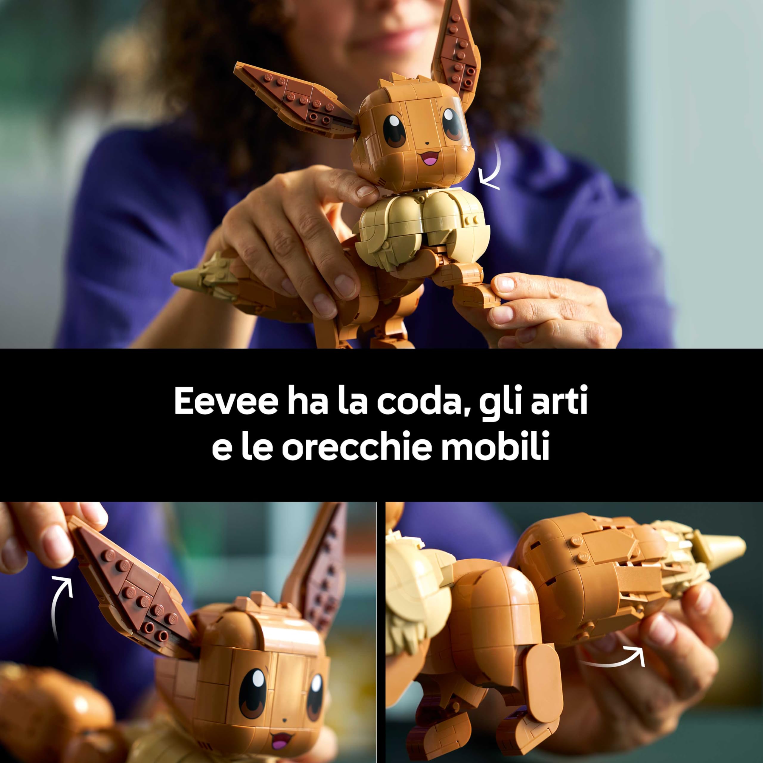 LEGO Pokémon Eevee Personaggio - Kit Modellismo per Adulti Tratto dall'Anime con Arti, Orecchie e Coda Snodabili - Decorazione Fai da Te per Camera o Scrivania - Regalo per Gamer da Collezione - 72151