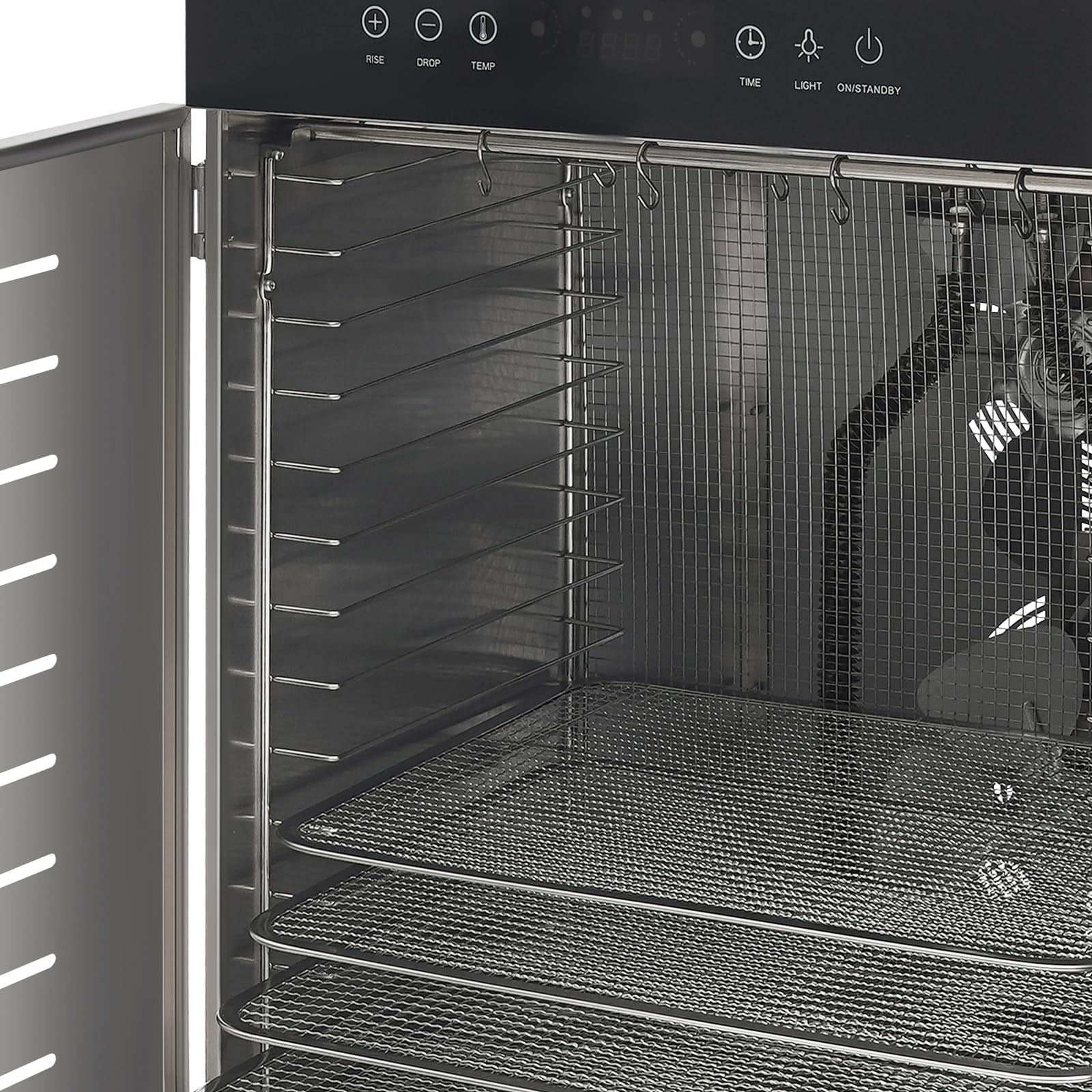 Deshidratador 1370 W ± 20 W, 16 pisos, acero inoxidable, máquina de deshidratación, 1,8 m/s | 1000 rpm Temperatura ajustable y tiempo Deshidratador de bajo ruido Máquina Secadora de Alimentos para Comercial 60×46×40 cm