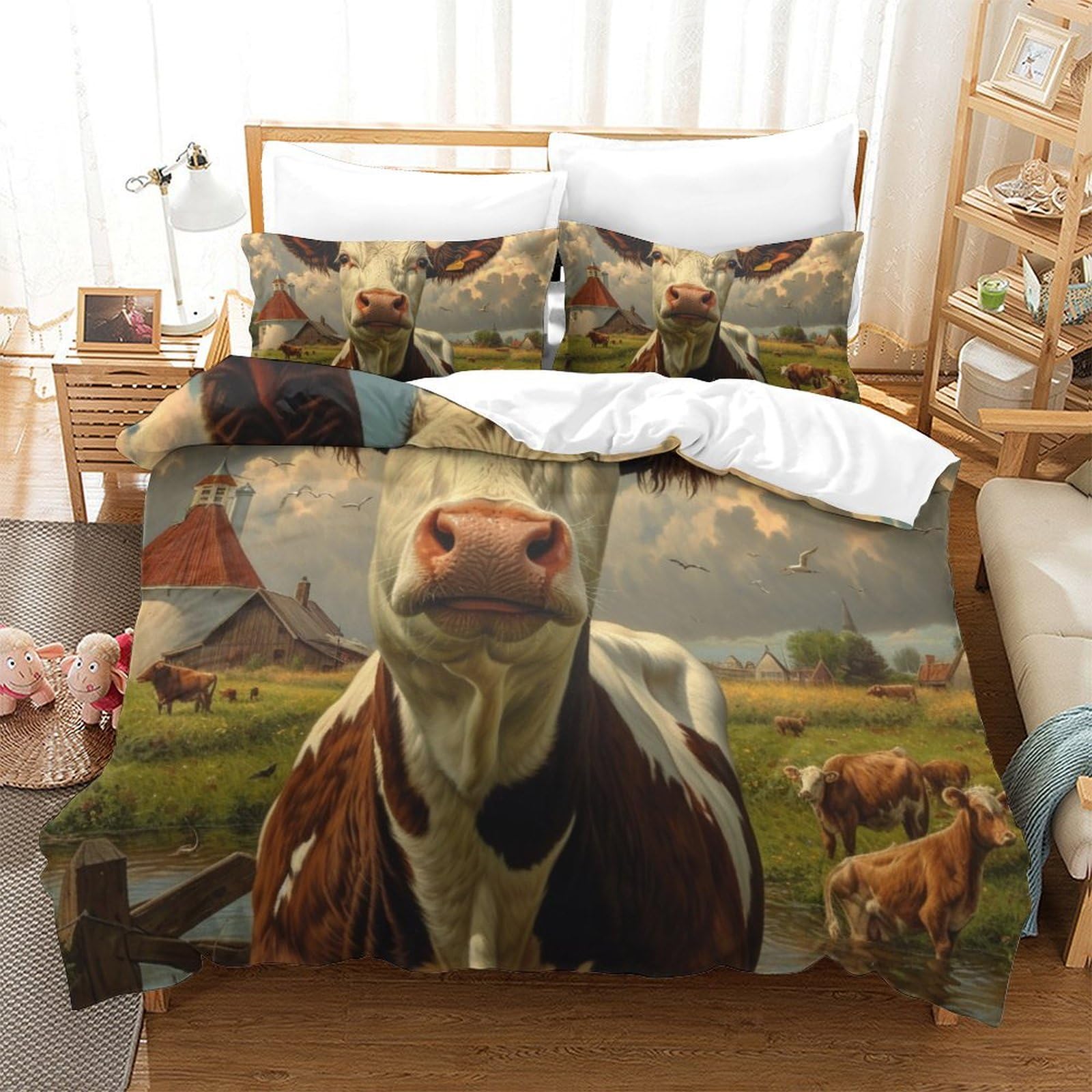 Housse de couette en microfibre respirante et douce 260x220cm
