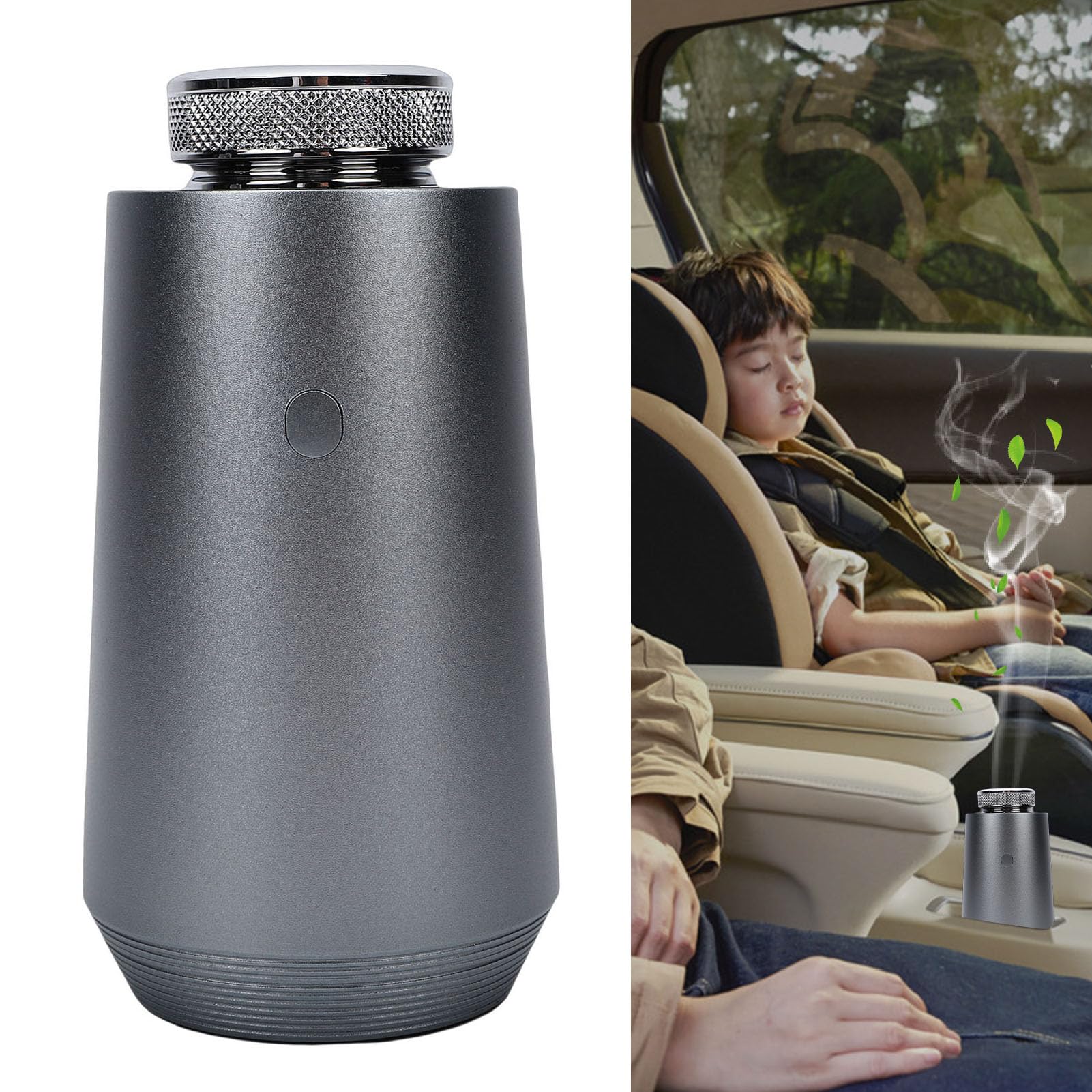 Yosoo Health Gear Difusor de Aceites Esenciales, Máquina de Aromaterapia para Automóvil sin Agua con Cuerpo de Aleación de Aluminio, Control de Aplicaciones, Sensor de Calidad del Aire, Difusor de