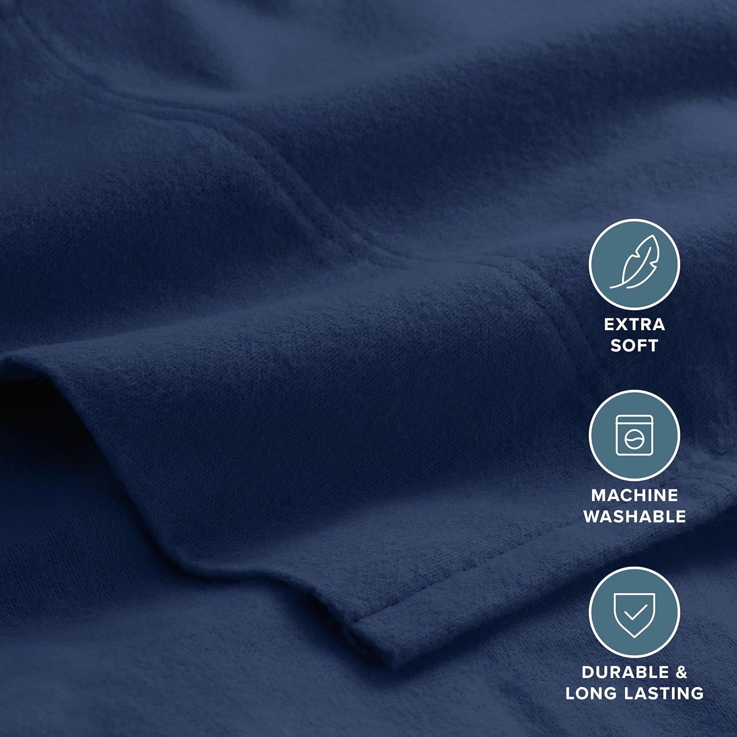 bare home flannel sheet set 100% cotton, velvety soft heavyweight - double brushed flannel - deep pocket (king, dark blue) king 09 - dark blue