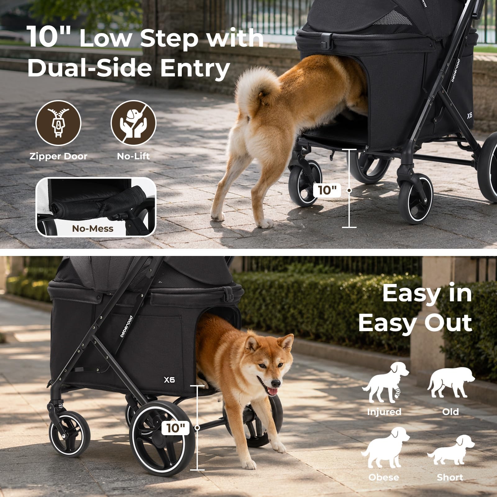 BEBEROAD PETS X6 ペットカート ブラック Amazon.co.jp: Beberoad Pets X6 ラグジュアリー ペット ベビーカー