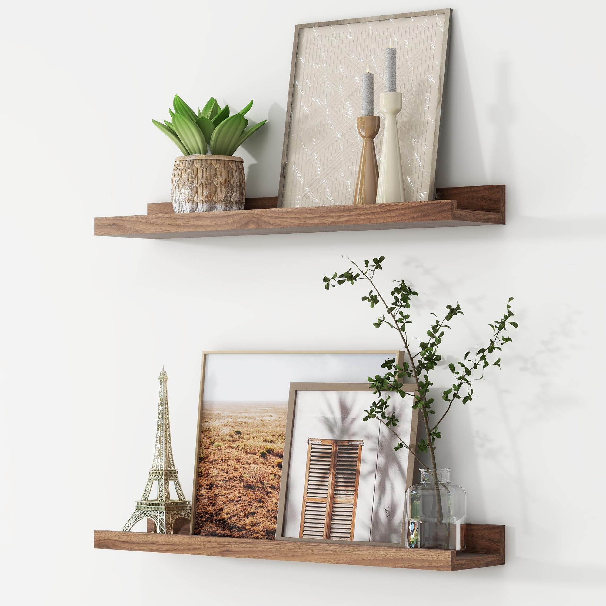 FLYJOE Picture Ledge Shelf, Floating Shelves Set of 2, 24 Inches Nursery Book Shelves for Toys Storage, Kids Bookshelf Wall Mounted for Living Room