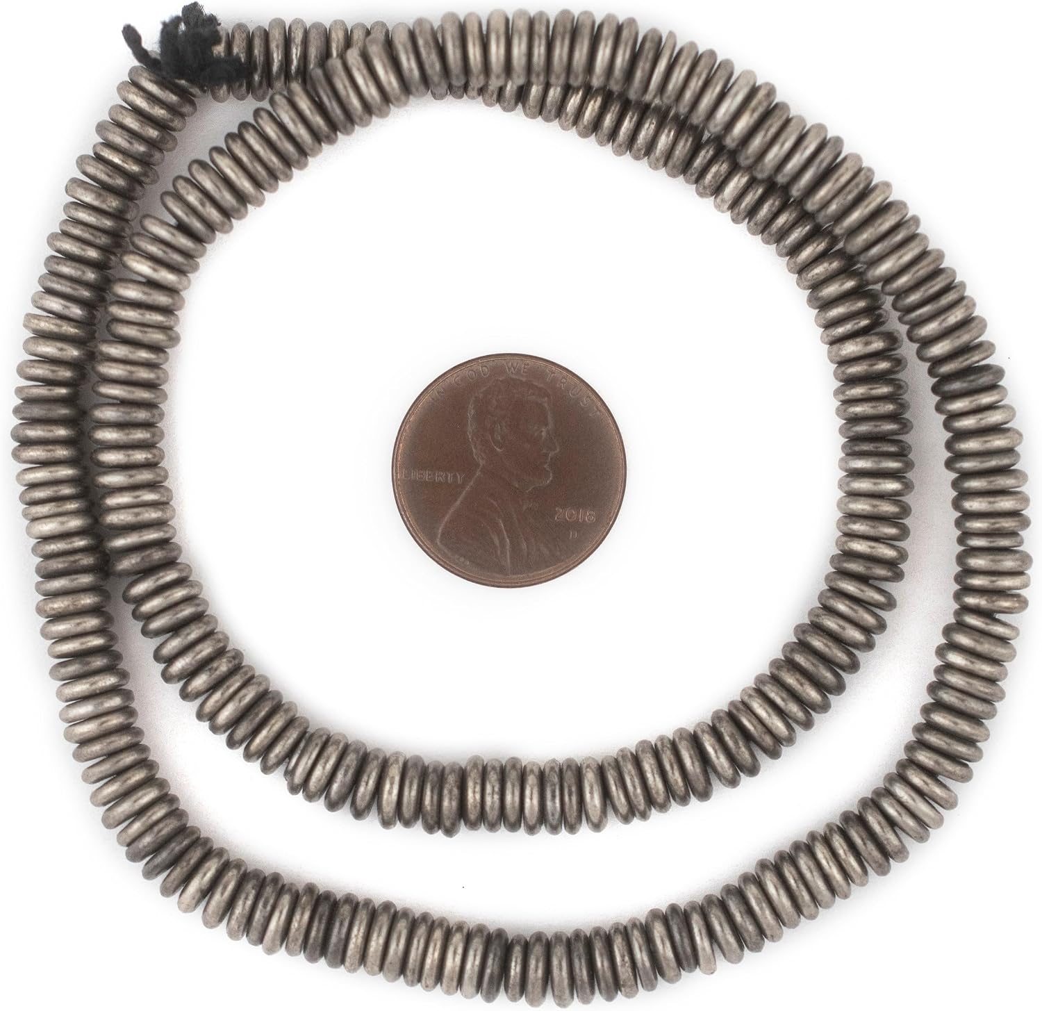 The Bead Chest Smooth Extra Large Silver Heishi Beads 6mm White Metal Large Hole 16 Inch Strand