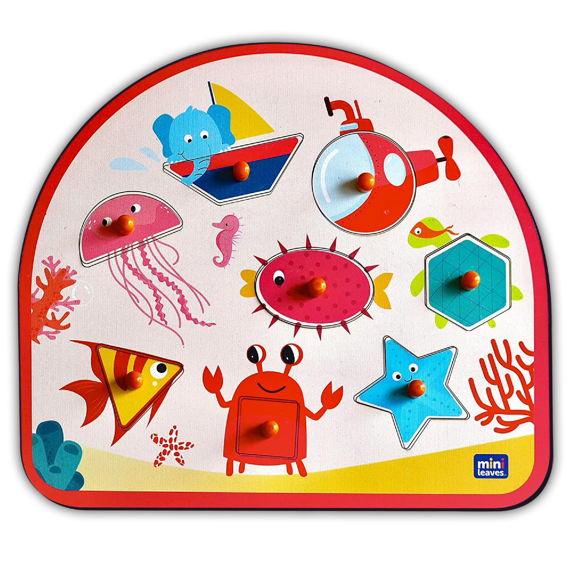 Mini Leaves Sea Treasures Wooden Knob and Peg Puzzle for 2+ Years Kids | Montessori Wooden Toys | Shape Sorter for 2 Years Kids (B0B7KC9MBH) Amazon Price History, Amazon Price Tracker