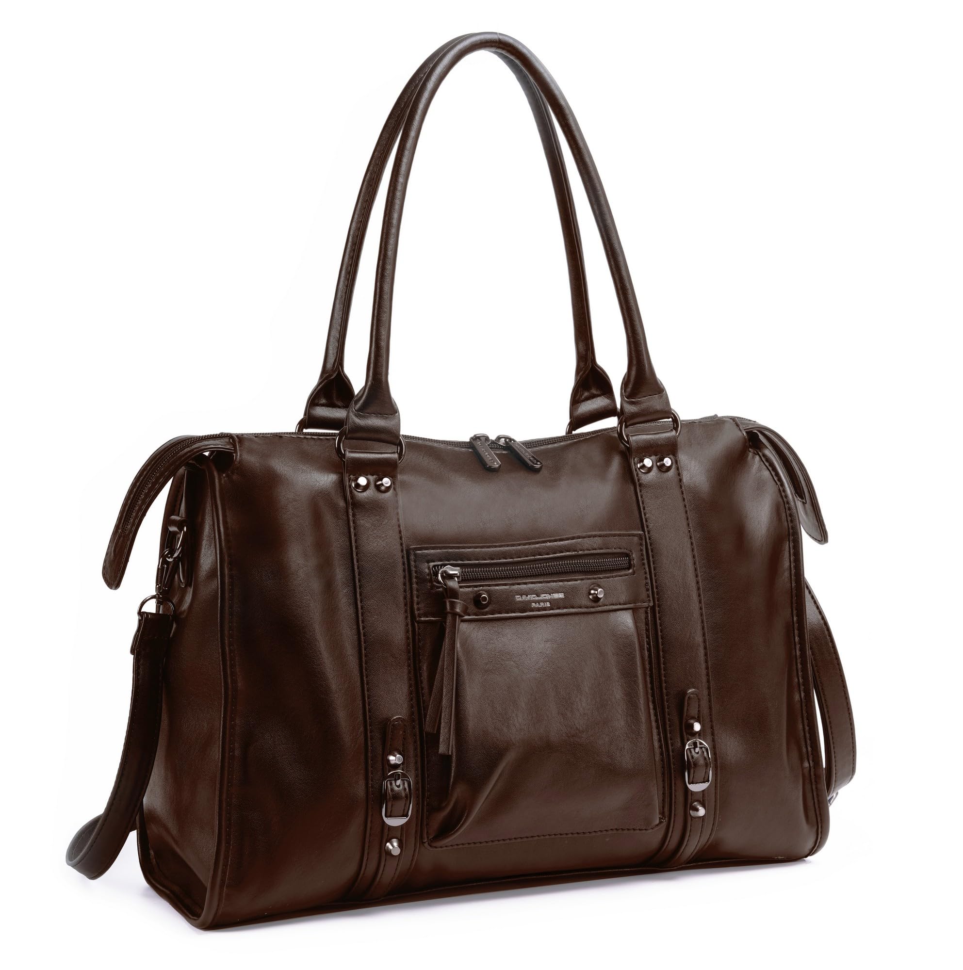 David Jones - Grand Sac à Main Femme - Cabas Fourre-Tout Porté Epaule Bandoulière Simili Cuir PU - Sac Cours Lycée Travail Taille A4 - Ville Vintage Mode Elégant Tendance