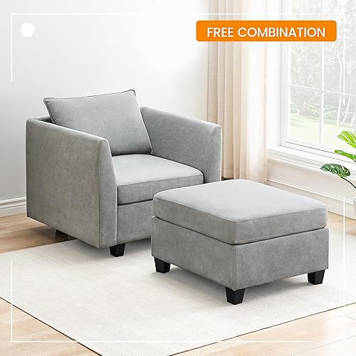 Miniatura 7 de GAOMON Sofá cama modular modular con asiento de almacenamiento, sofá modular reversible de 9 asientos con otomana de almacenamiento, juego de sofá