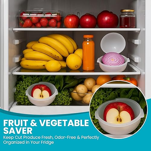 Miniatura 7 de Iconikal Paquete de 2 recipientes de almacenamiento de frutas y verduras de 4.25 pulgadas, sin BPA, apto para lavavajillas, cebolla, tomate,