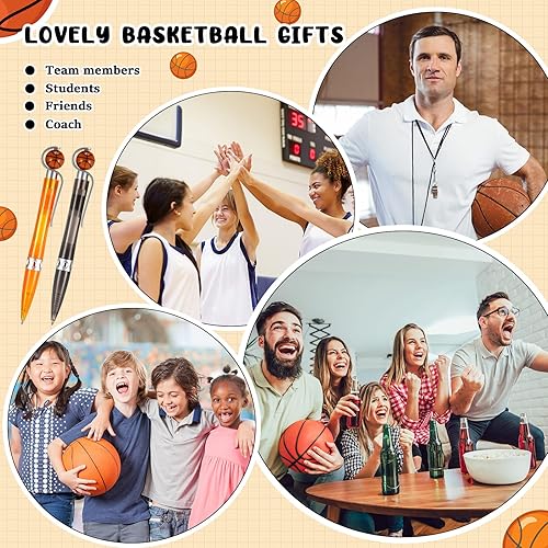 Miniatura 7 de Geyoga 40 bolígrafos de baloncesto deportivos, recuerdos de fiesta de baloncesto, recuerdos de baloncesto, bolígrafo de escritura de tinta negra