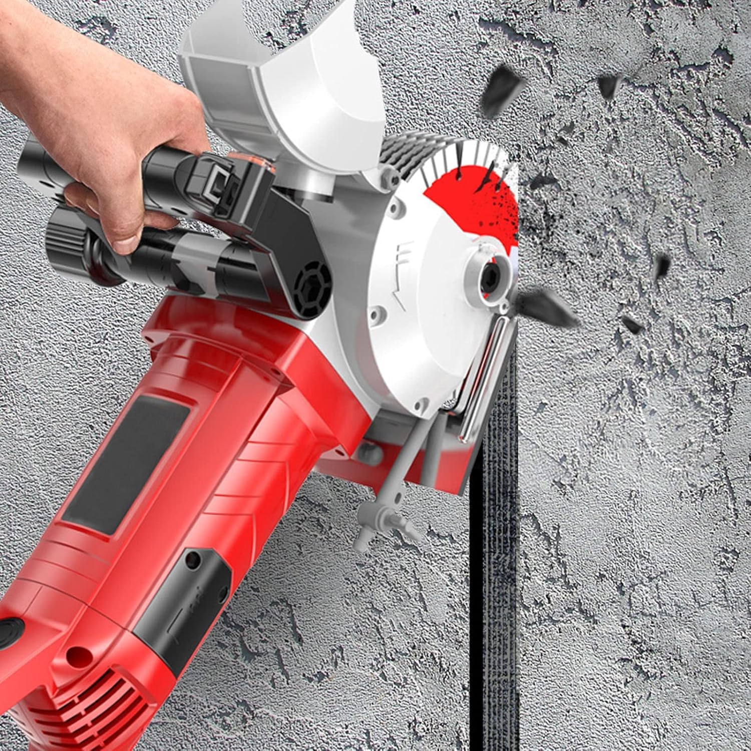 Macchina da taglio elettrica, 5500 W, velocità 6500 giri/min, profondità regolabile 0-42 mm, larghezza 40 mm, scanalatura rotante a 90° per scanalatura per calcestruzzo