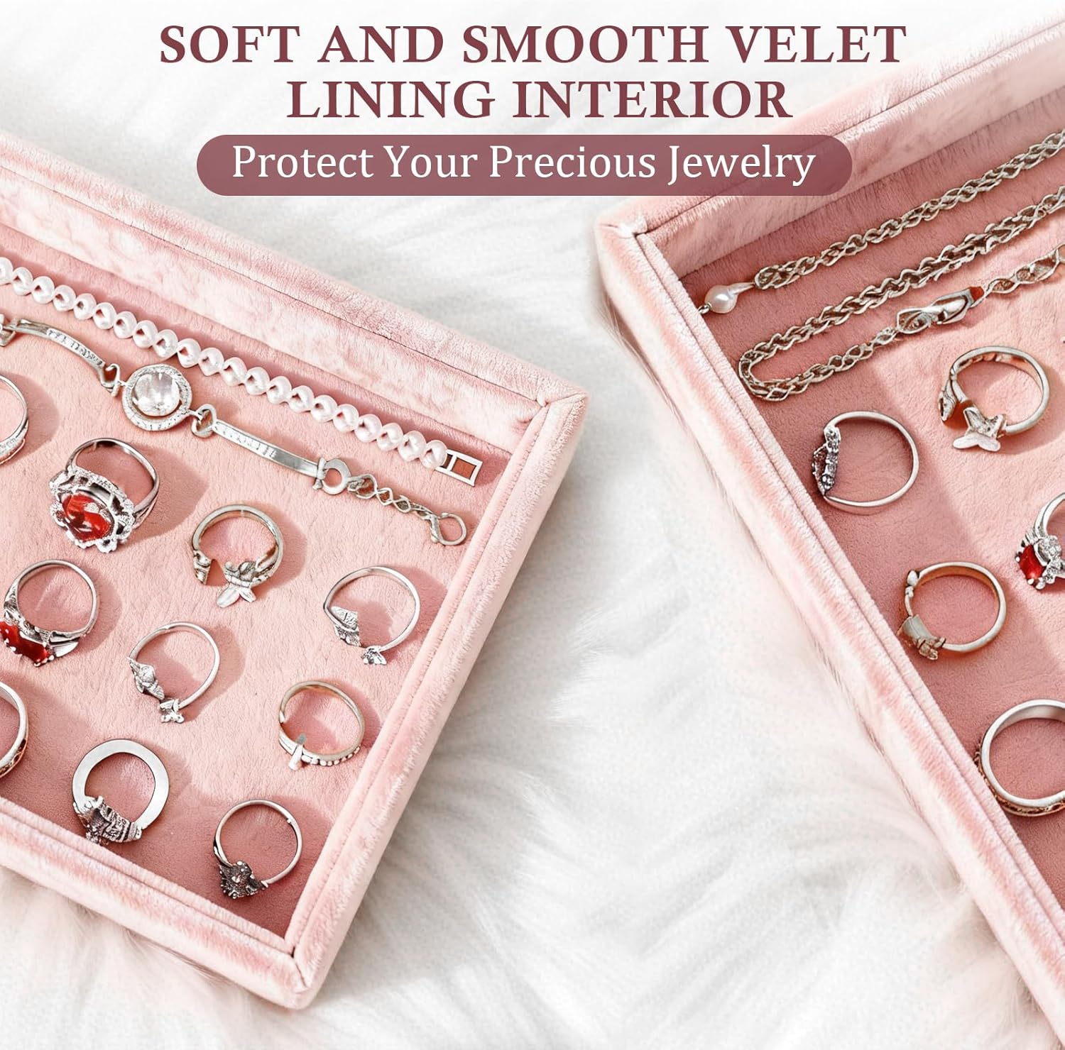 DYNWAVE Jewelry Organizer Jewelry Drawer Insert High End Velvet Jewelry Display Holder Jewelry Storage for Home Gifts for Girls Women - Image 4