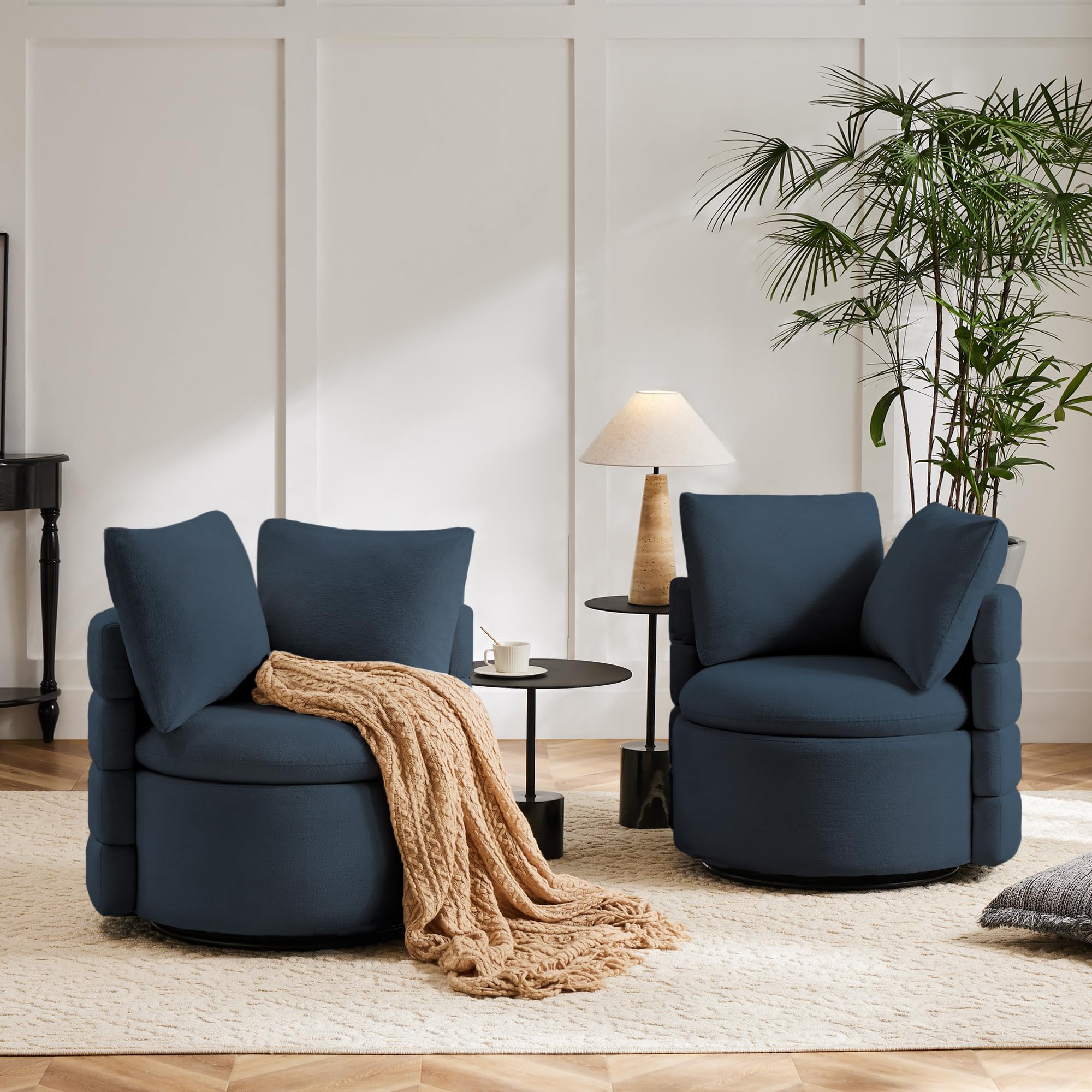 Kislot Swivel Accent Chair Living Room Barrel Armchair With