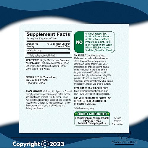 Miniatura 6 de Spring Valley Kids - Tabletas masticables de melatonina de 1 mg, sabor a uva, apoya un sueño saludable, sin hábito, 60 unidades, 1 paquete, con Mark