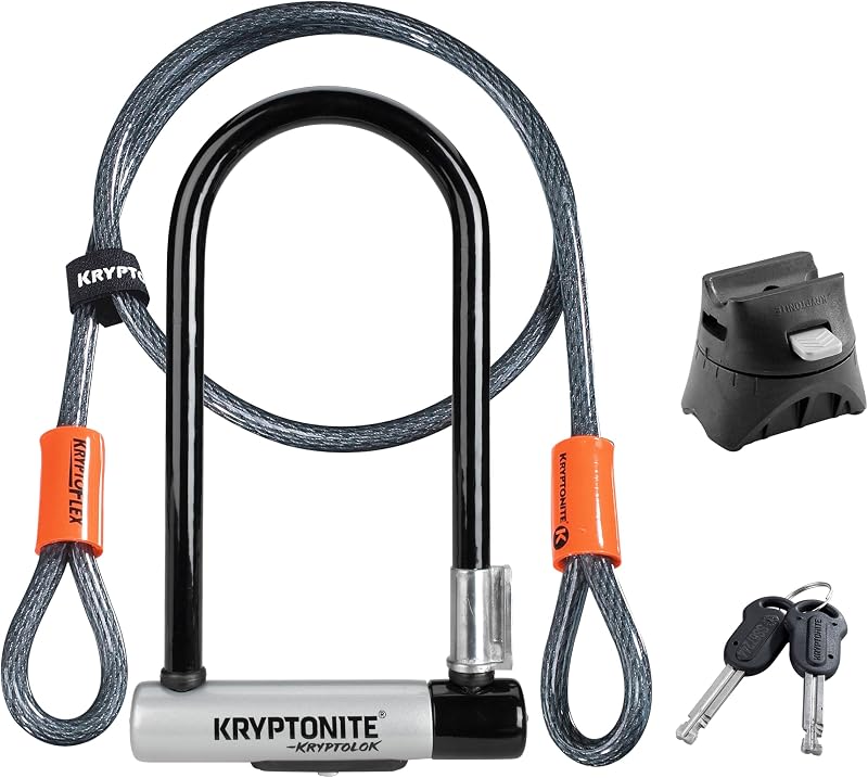 Kryptolok Standard Bike U-Lock, 12.7mm Shackle, 4ft Cable | Heavy Duty Anti-Theft Bicycle Lock with Mounting Bracket, 2 Keys & Disc-Style Cylinder, Sold Secure Silver Certified