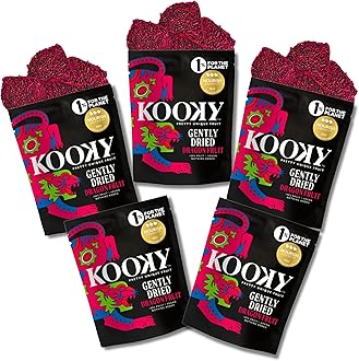 Kooky Gently-Dried Dragon Fruit | All-Natural Healthy Snacks for Kids & Adults | Exotic Tropical Dried Fruit for Snack Box | Delicious Vegan Fruit Snacks | 20g Pouch | Pack of 5 |B Corp