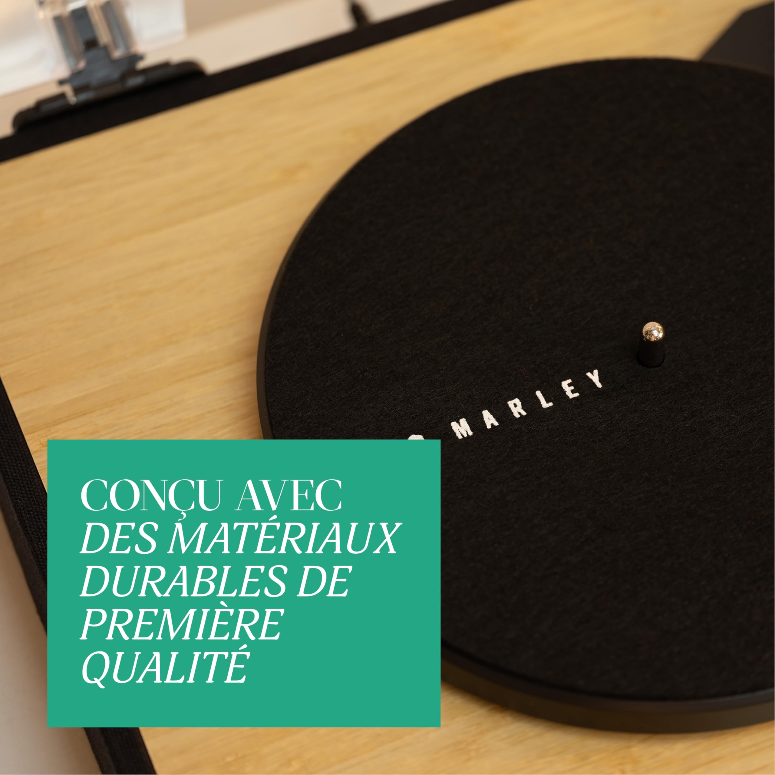 House of Marley Revolution Platine Vinyle Bluetooth avec Enceintes Bibliothèque Filaires – Tourne Disque, Matériaux Recyclés, Lecteur Vinyle avec Couvercle, Installation Facile