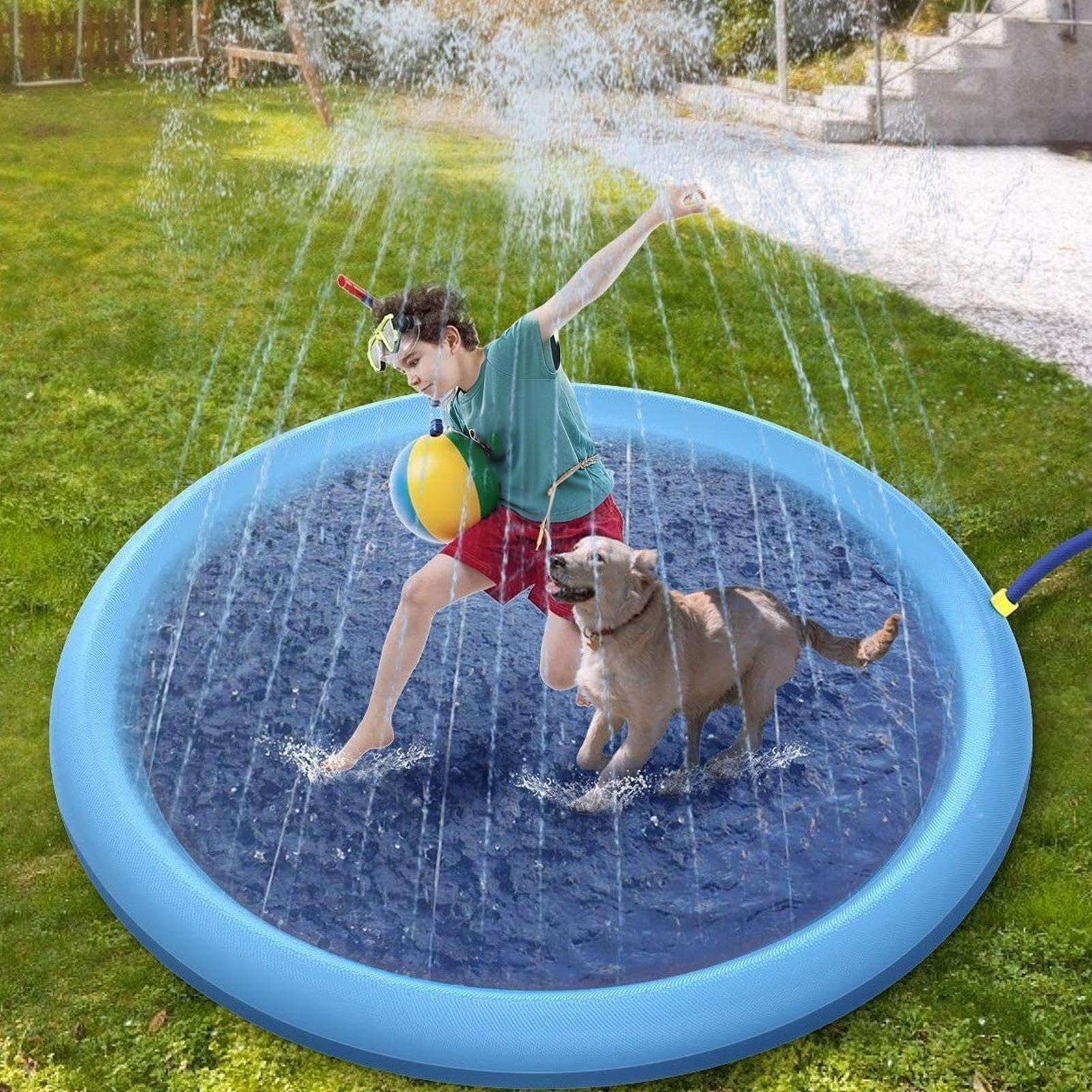 Mata Wodna Splash Pad dla Psów Wodoodporny Zraszacz Ogrodowy | Zabawki wodne na zewnątrz dla chłopców, przedszkolaków, rodzin, podwórka, żłobka, kempingu, plaży, tarasu, parku, ogrodu,