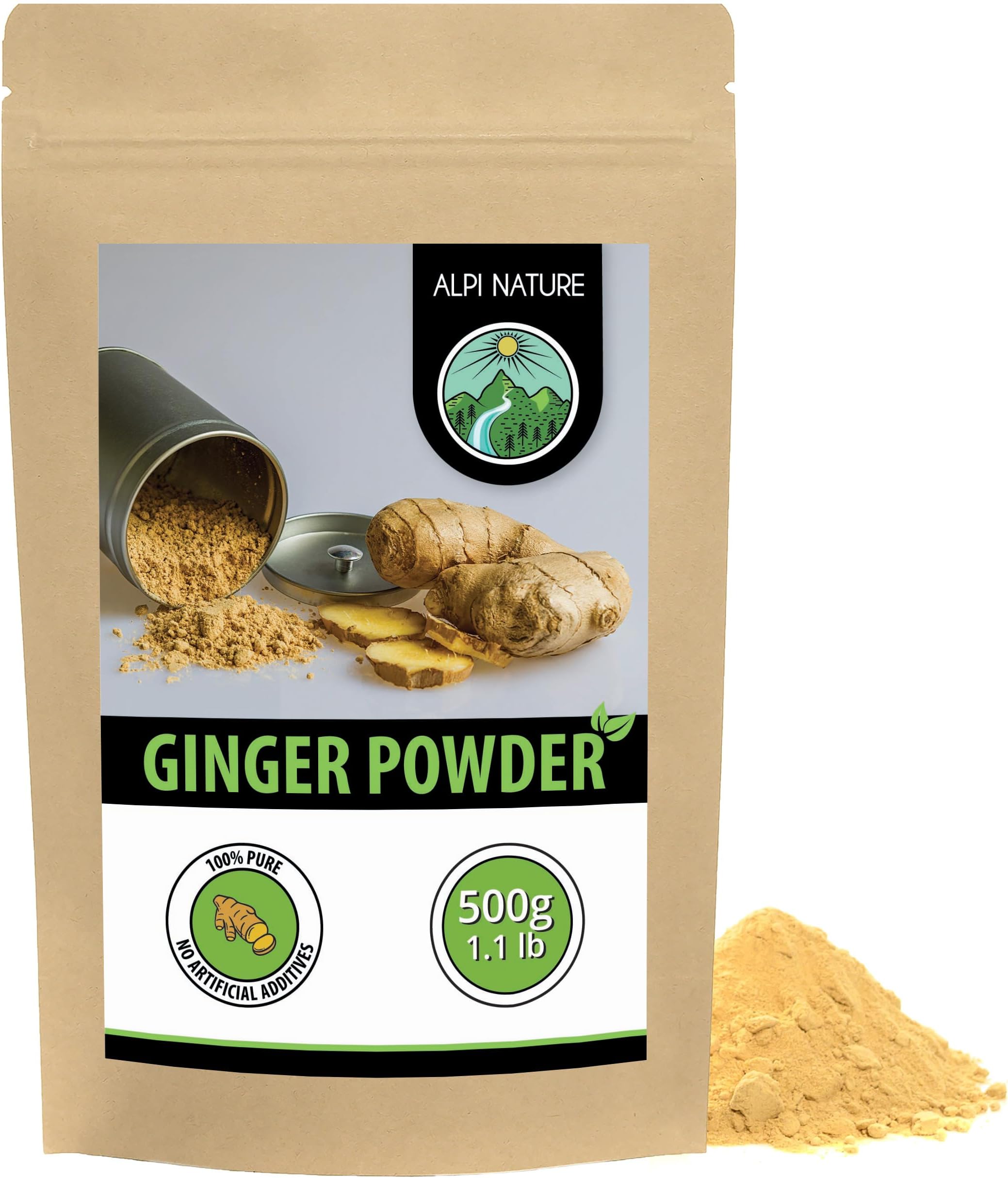 Alpi Nature Ginger Powder 500g 1.1 lb, Dried and Ground Ginger Root Powder for Cooking and Baking