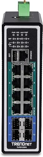 Miniatura 11 de TRENDnet Interruptor de riel DIN administrado de capa 2+ Gigabit PoE+ industrial endurecido de 12 puertos, presupuesto de energía de 240 W,