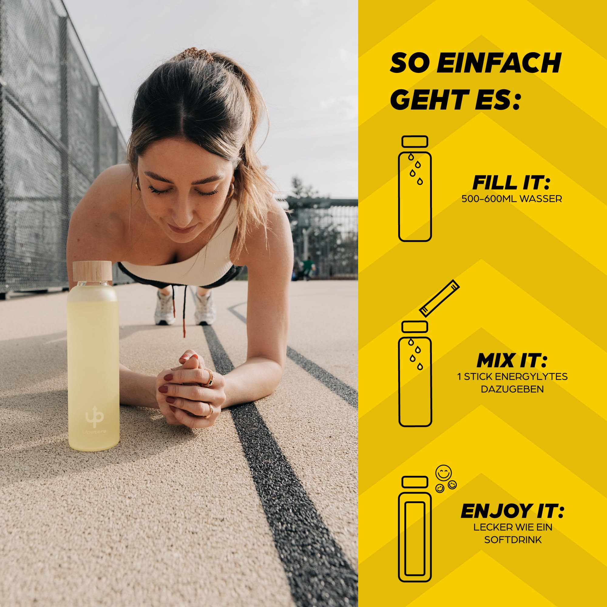 Upsters Energylytes Lit Lemon | Elektrolyt Pulver mit 160 mg Koffein & L-Tyrosin | Zuckerfrei | Hydration & Fokus | Für Sport, Arbeit & aktive Tage | 30 Portionen