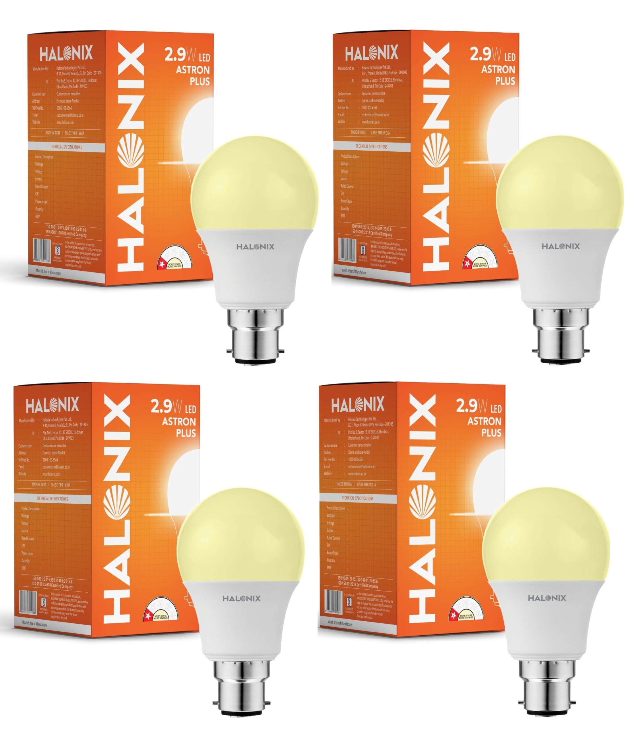 Halonix 2.9W LED Light Bulb | Yellow (3000K) |Pack of 4|Energy Efficient| 4kv Surge Protection |High Lumens per watt, B22-image-27