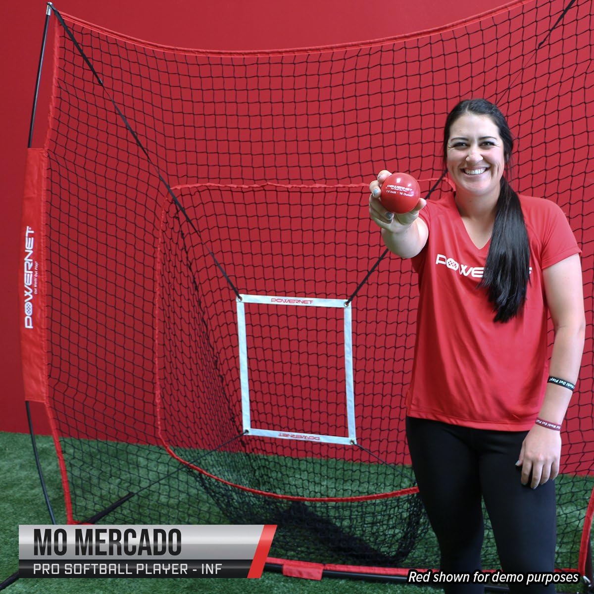 PowerNet DLX 7x7 Baseball Softball Hitting Net + Weighted Heavy Ball + Strike Zone Bundle (Black) | Training Set | Practice Equipment Batting Soft Toss Pitching | Team Color | Portable Backstop : Sports & Outdoors