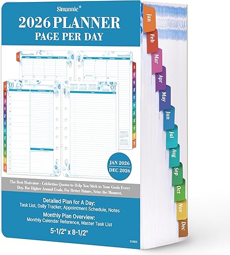 Recambios de planificador 2024-2025  julio 2024  junio 2025, planificador diario y mensual de dos páginas por día, 8.38 x 5.51 pulgadas,