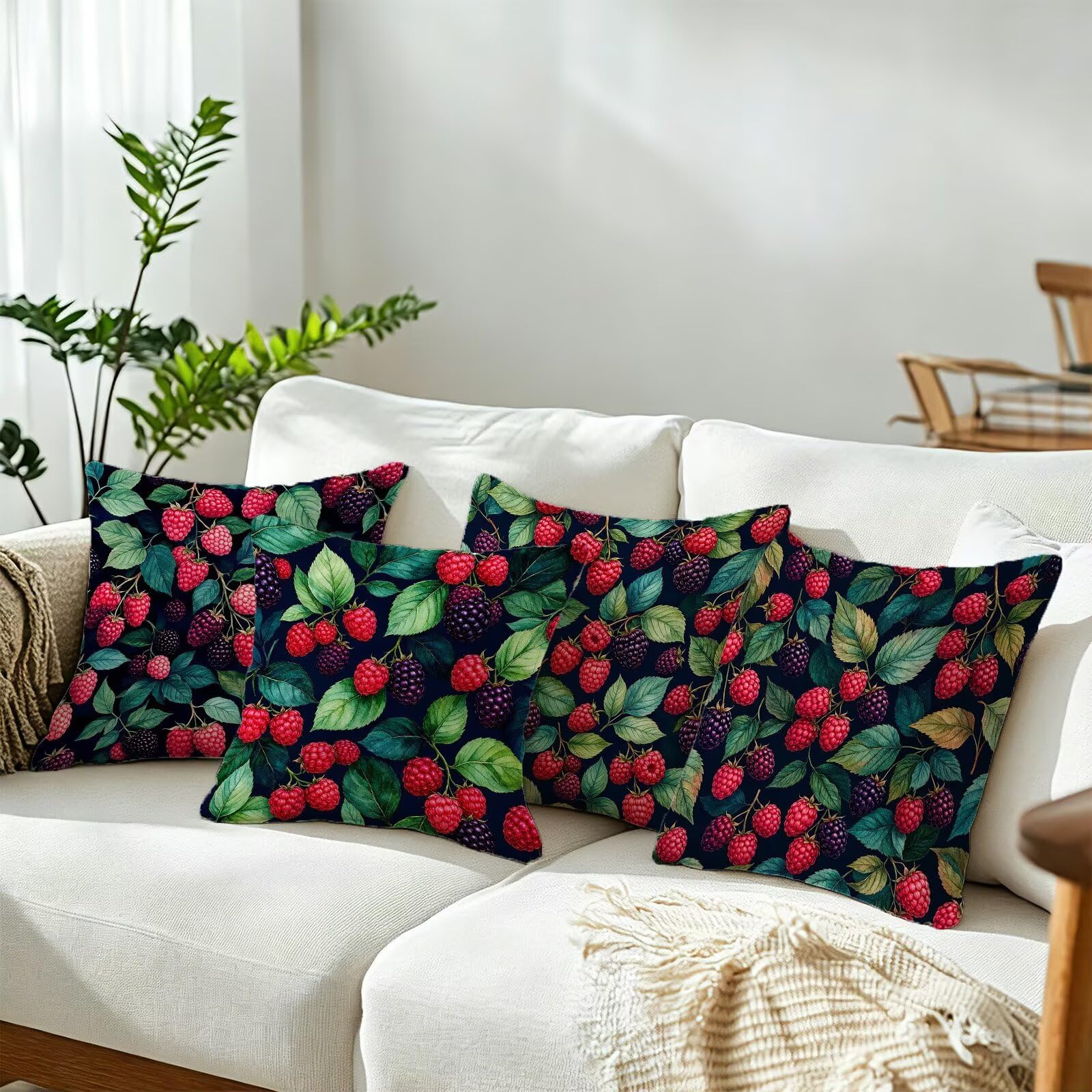 Cojines Exterior Rojo Funda Almohada 45x45 Impermeables Juego de 4, Cod-479