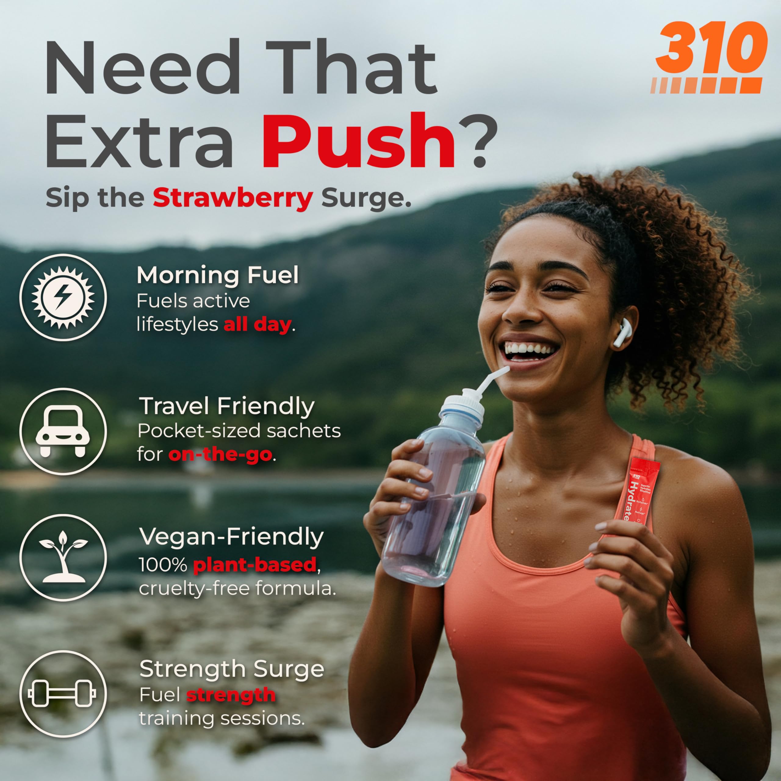 310 Nutrition Sugar Free Electrolytes Powder - Instant Hydration Packets for Daily Fluid Balance - Caffeine-Free Rehydration Drink Mix, Low Calorie & Keto Friendly - Strawberry 15 Singles thumbnail 6