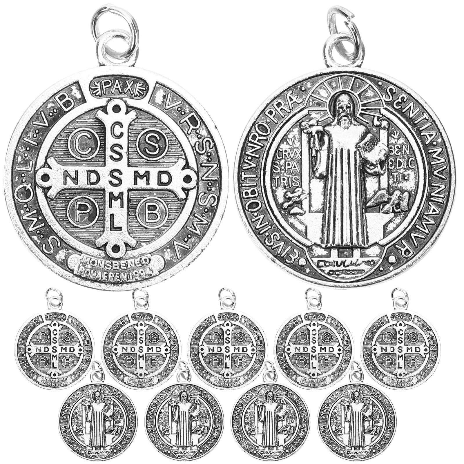 12PCS Medals, Virgin Mary Medal Jesus Cross, Medals Bulk St Christopher, St Benedict, Saint Jude Archangels Seal for Men Women Saints Necklace