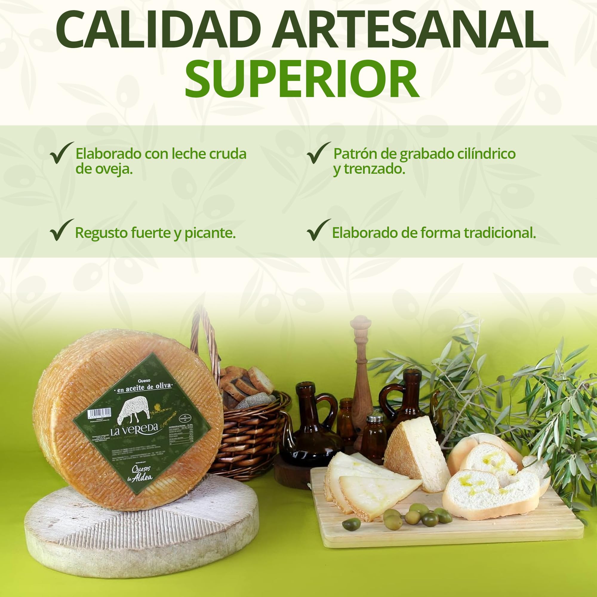 Queso Artesano de Oveja Curado en Aceite de Oliva 1.5 kg Gourmet Cesta Regalo