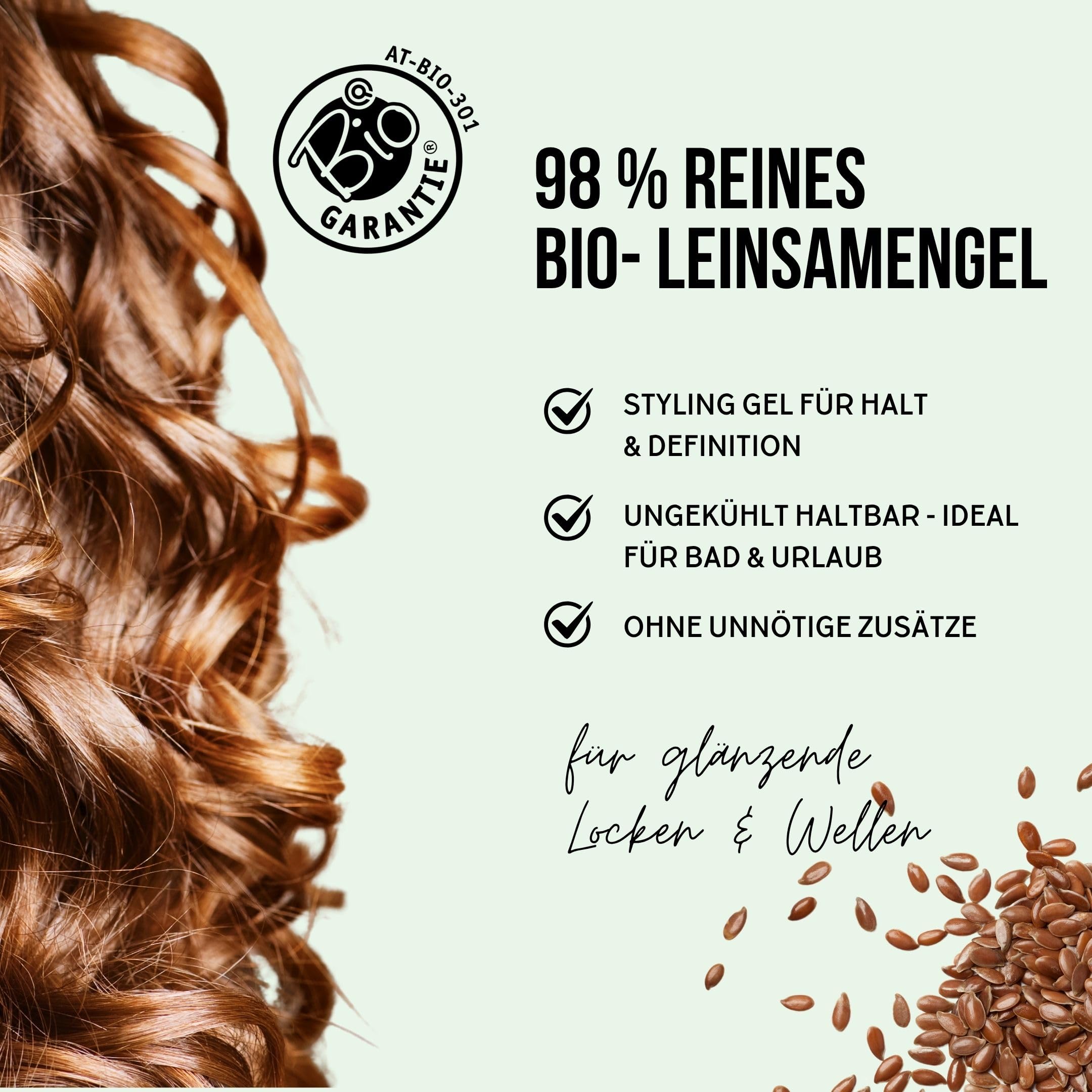 Happy Curl 98% reines Leinsamengel für Haare & Locken Anti Frizz Lockengel Naturlocken, Scrunch Gel Curl Gel, Bio Styling Gel - Image 3
