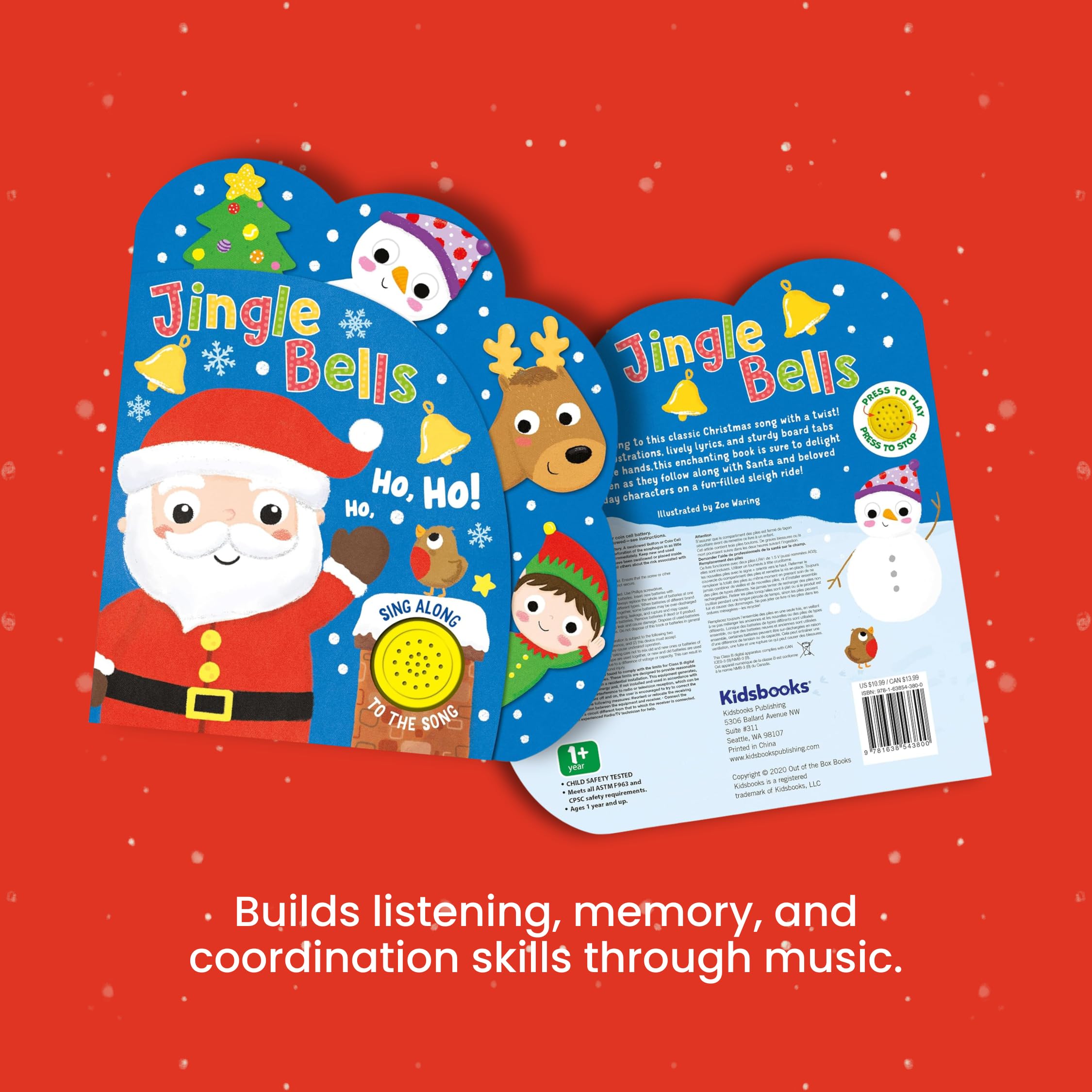 Jingle Bells: Sing-Along 1-Button Christmas Themed Book with Interactive Tabs Invite Children to Touch & Turn Pages: Sing Along Song Book