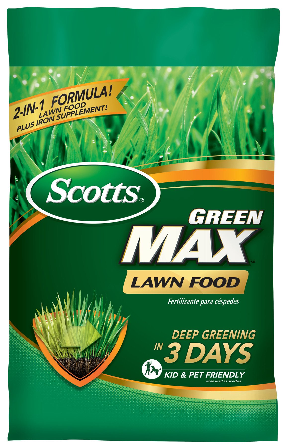 Scotts Green Max Lawn Food, Lawn Fertilizer Plus Iron Supplement for Greener Grass, 5,000 sq. ft., 16.80 lbs.