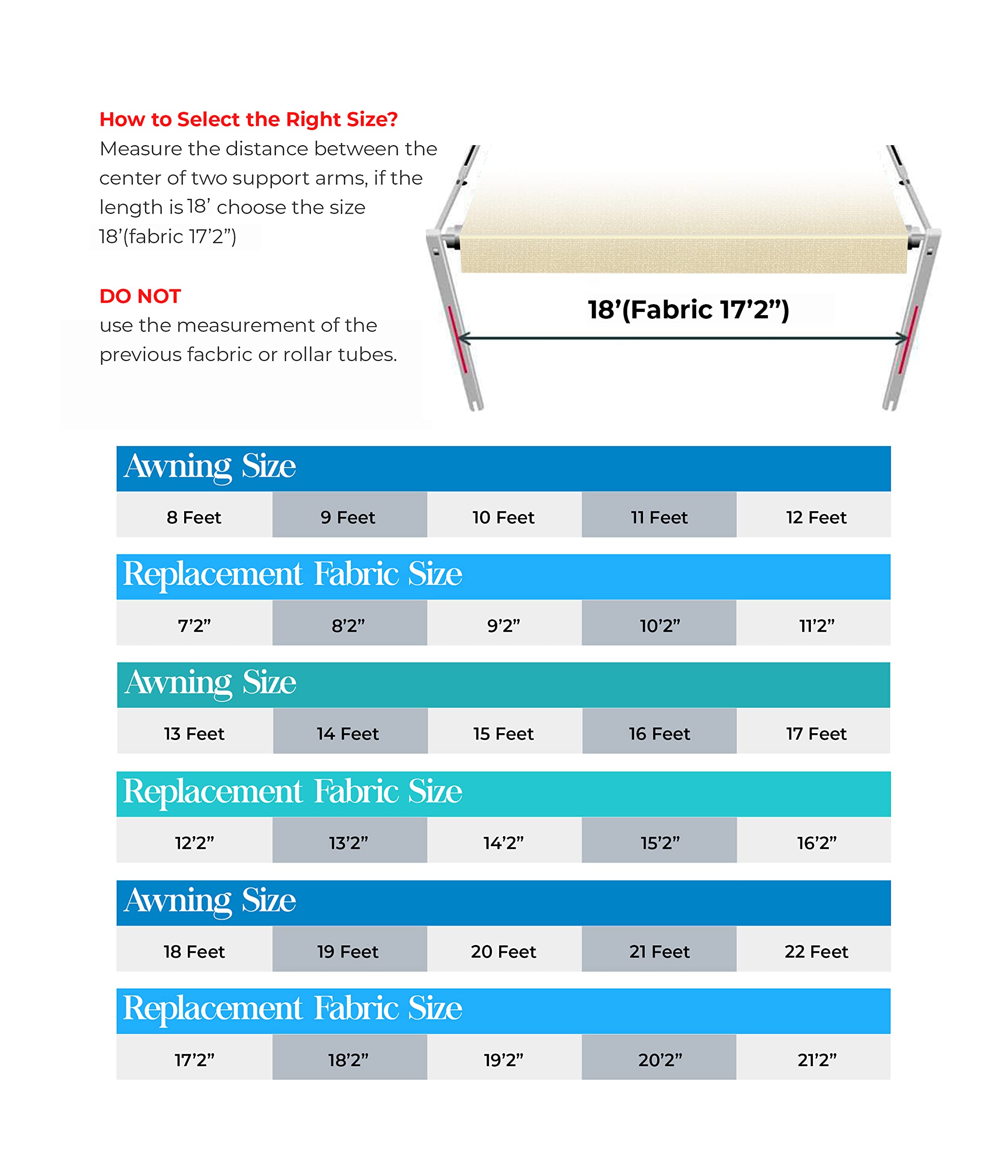 ALEKO 15' X 8' RV Awning Fabric Replacement For Retractable Awning, Blue Striped Color - View #5