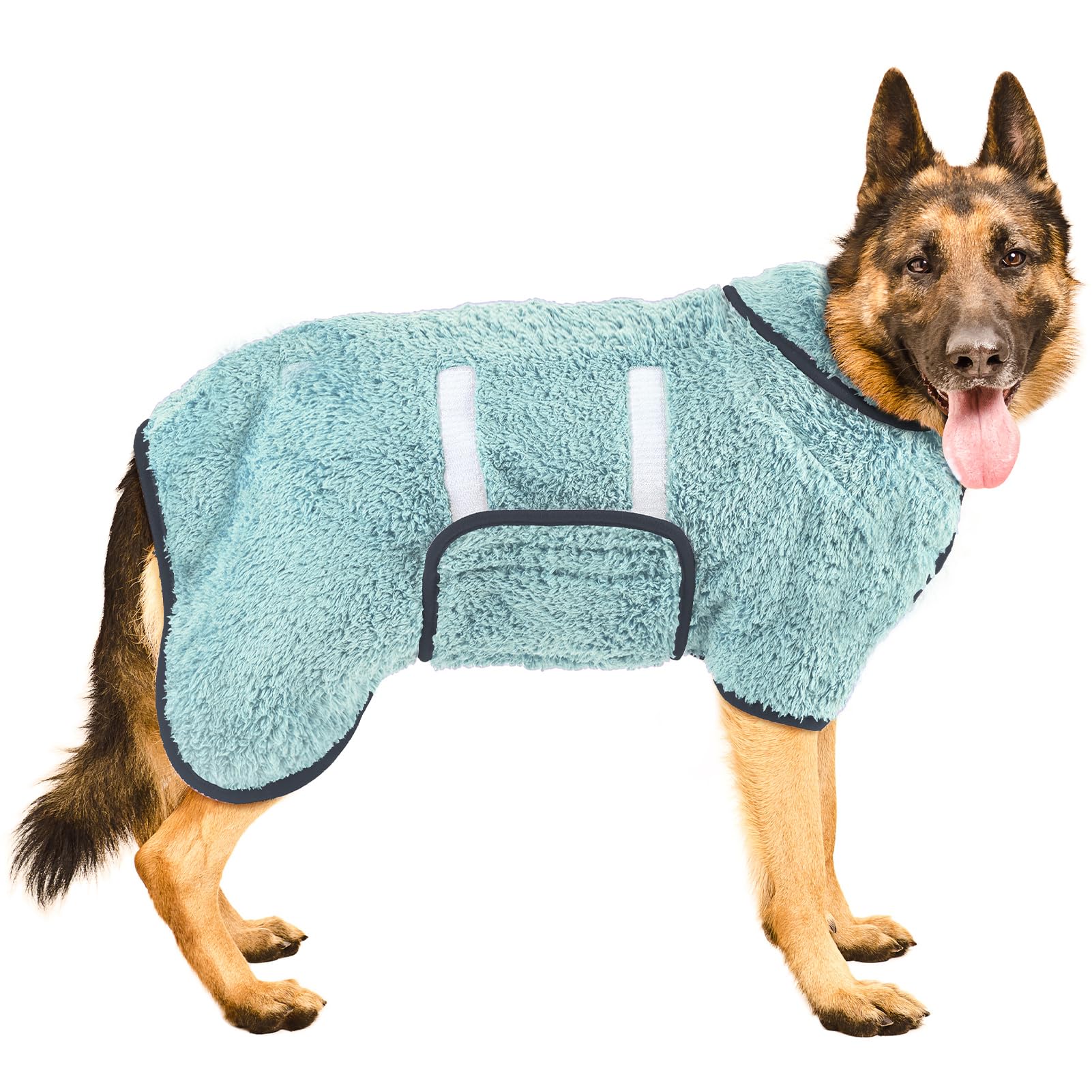 Bienbee Dog Bathrobe, Quick Drying Super Absorbent Dog Robes for After Bath, Warm Keeping Dogs Towel, Dogs Bath Supplies, Light Green XXL