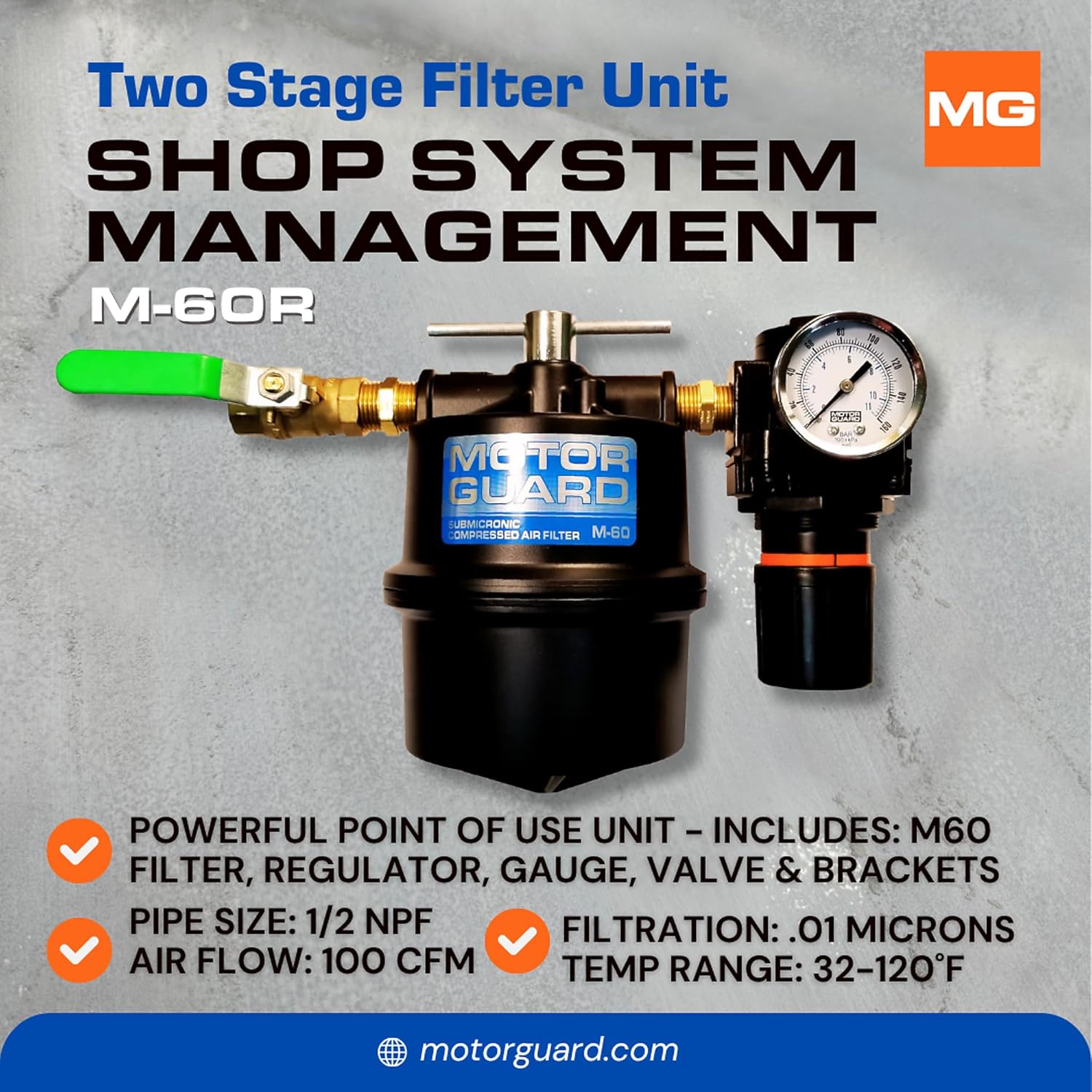 Motor Guard M-60R Compressed Air Filter with Regulator 1/2 NPT