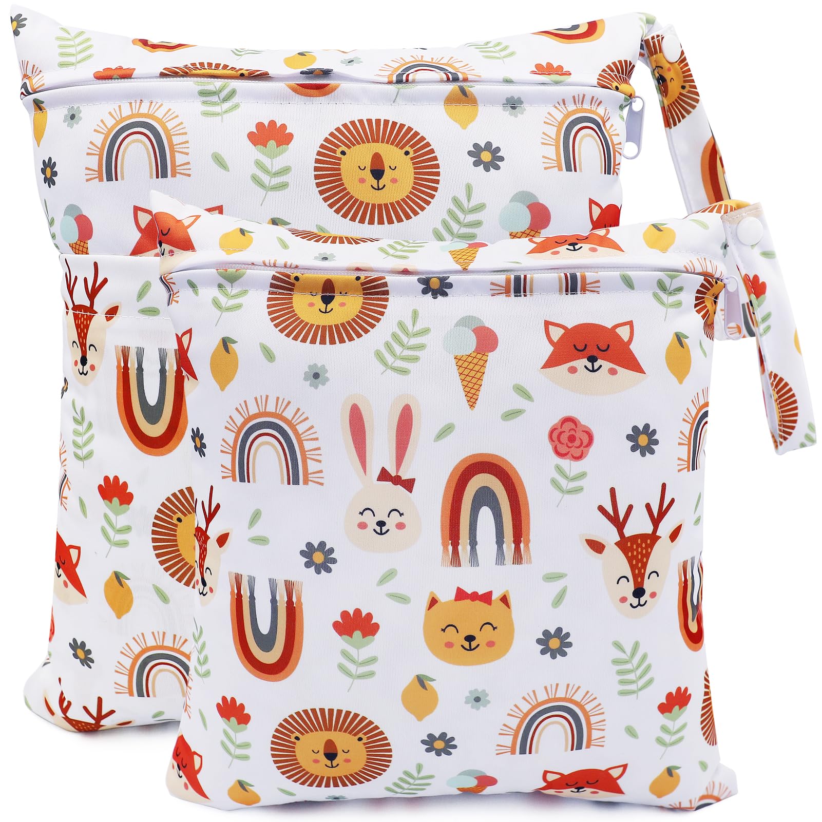 FenFang Wetbag Kindergarten, 2 Stück Nasstaschen Windeltasche Stoffwindeln Nassbeutel Organiser Beutel Wickeltasche Taschen Wasserdicht Wiederverwendbar (Orange)