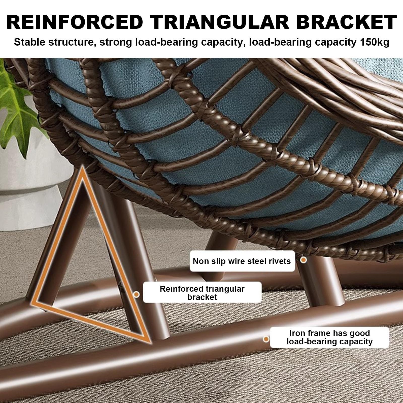 Silla de huevo con soporte, silla colgante de ratán para uso al aire libre, cuenta con cojín y almohada, ideal para porche, patio, dormitorio, balcón o patio