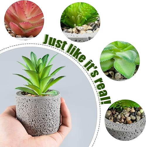 Miniatura 4 de Juego de 3 plantas falsas pequeñas, mini suculentas falsas en macetas, decoración del hogar interior, mini plantas falsas en macetas para