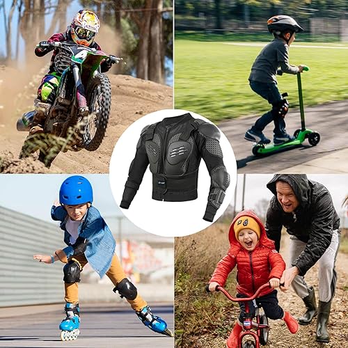 Miniatura 5 de Reomoto Chaqueta de motocicleta para niños, equipo de motocicleta para niños, chaqueta de armadura de cuerpo completo para ciclismo, MTB ATV Skate