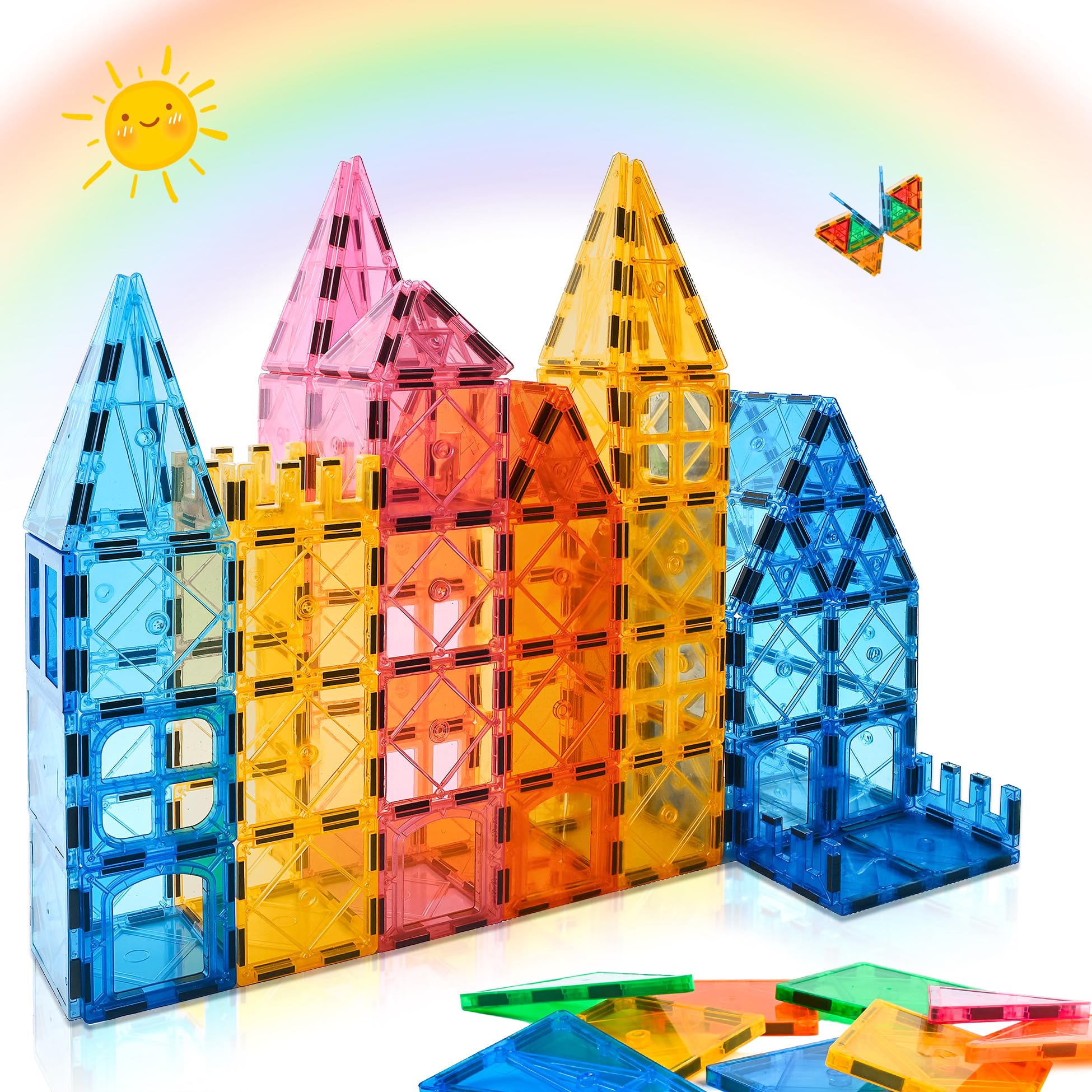 NAETANY Costruzioni Magnetiche per Bambini 64 pezzi 3D Giocattoli Magneti per il Bambino Educativo e Creativo Giocattoli Montessori per Ragazzi Giochi per Bambini di 3 4 5 6 7 8 Anni